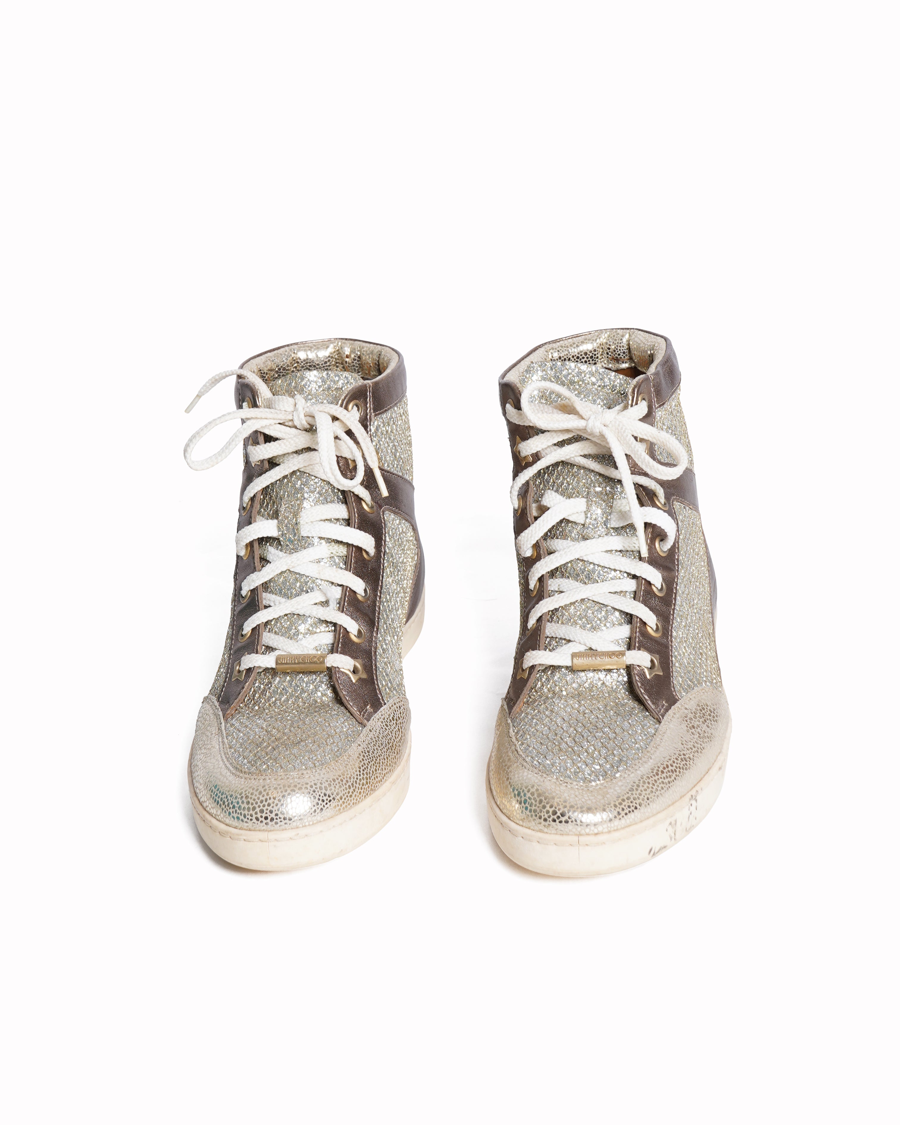 Jimmy choo tokyo high top glitter sneakers