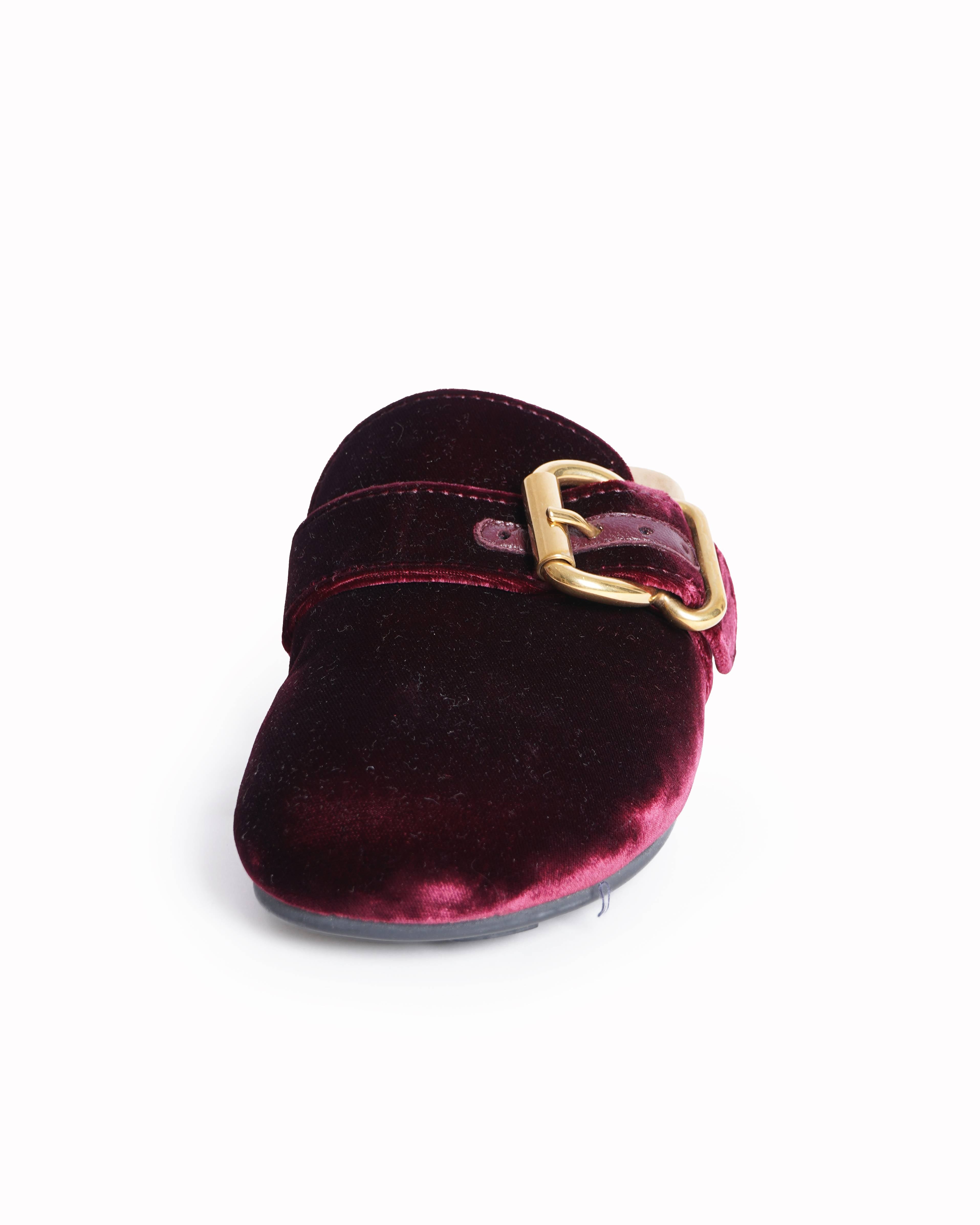 New Prada Burgundy Velvet Mules