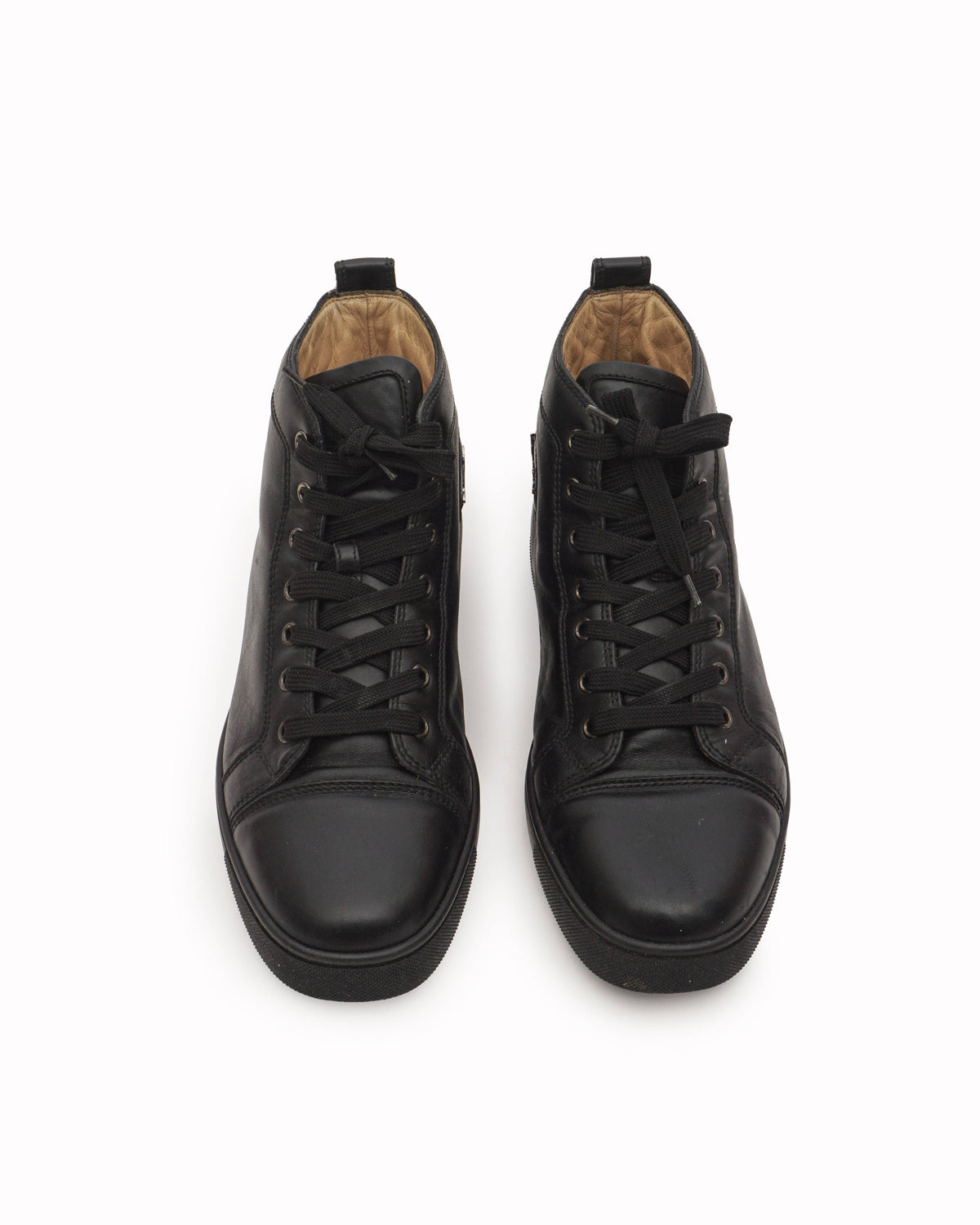 Christian Louboutin Louis Black Calf Leather High-Top Sneakers