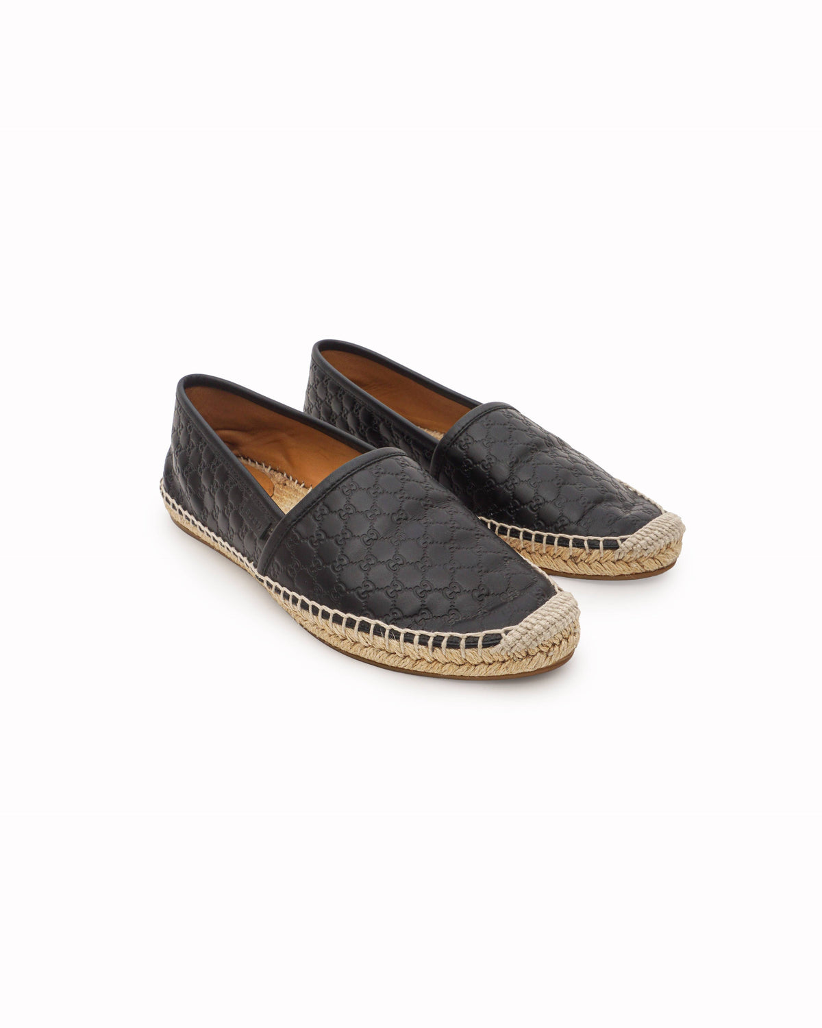 Gucci Black Leather Guccissima Monogram Espadrilles