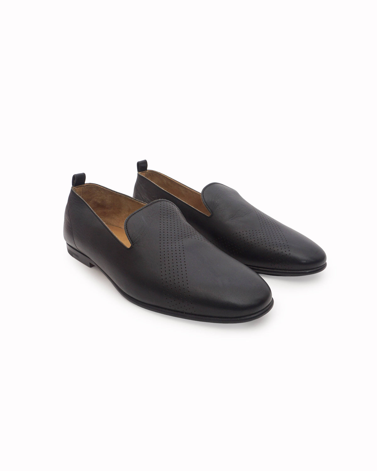 Hermès Perforated Black Leather Loafers