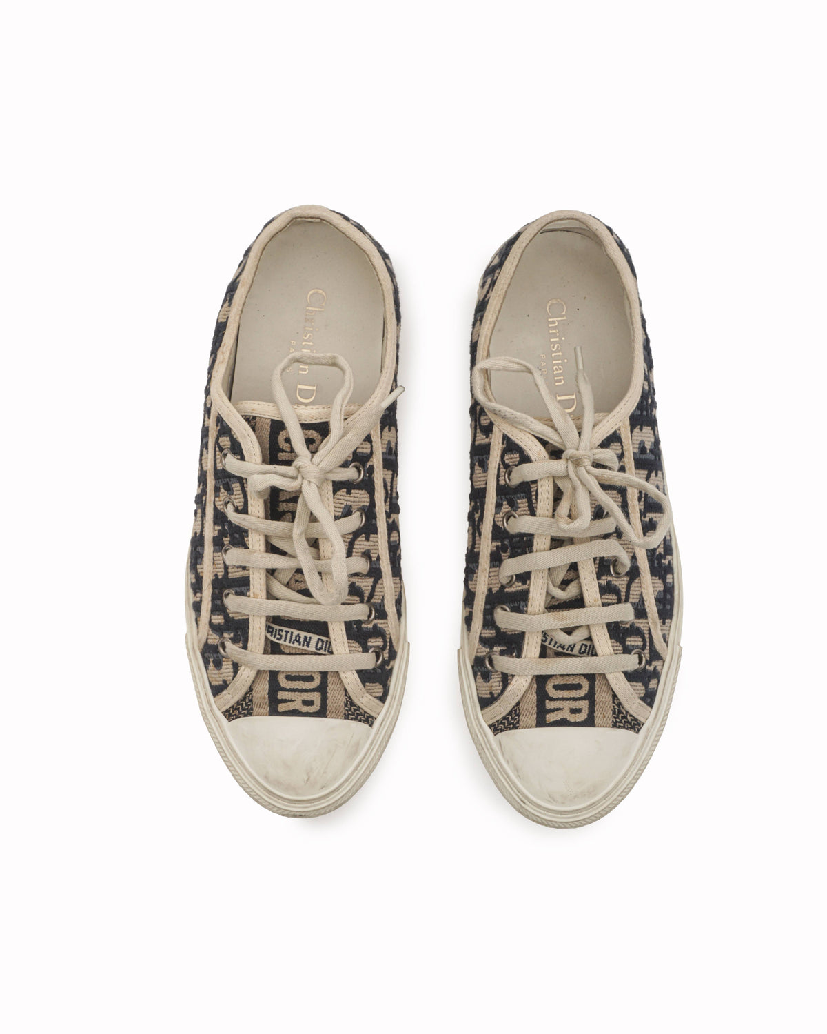 Dior Blue Embroidered Oblique Canvas Low-Top Sneakers
