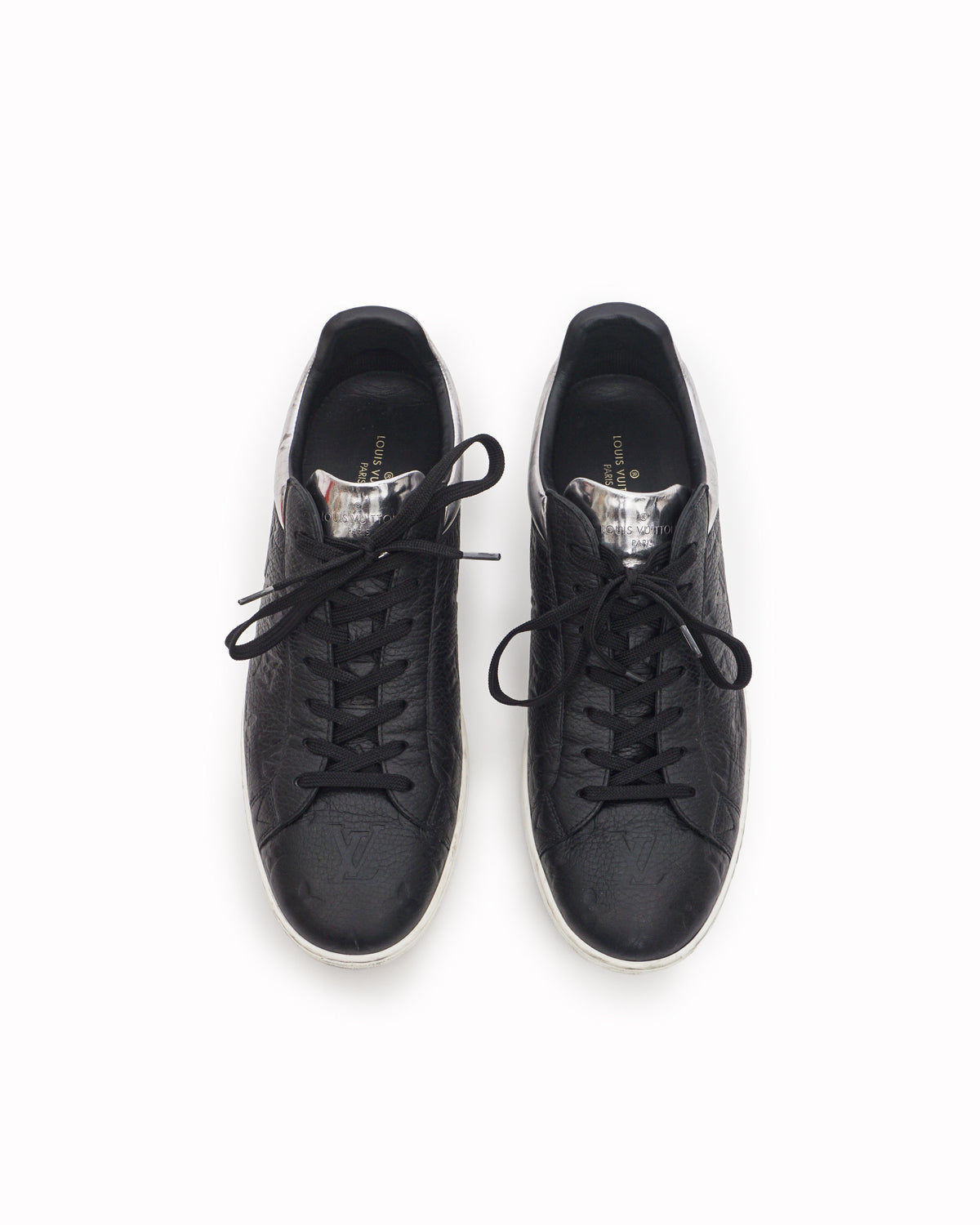 Louis Vuitton Black Embossed Monogram Leather Low-Top Sneakers