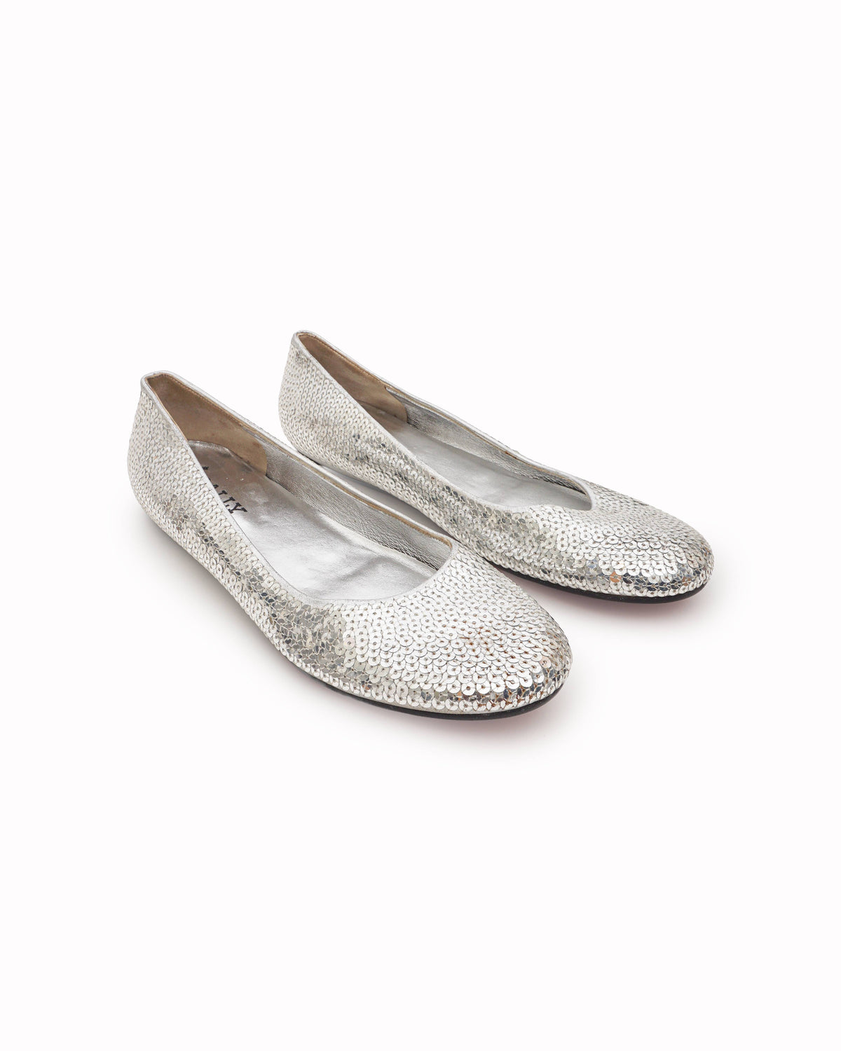 Bally Lumia Silver Sequined Leather Ballet Flats