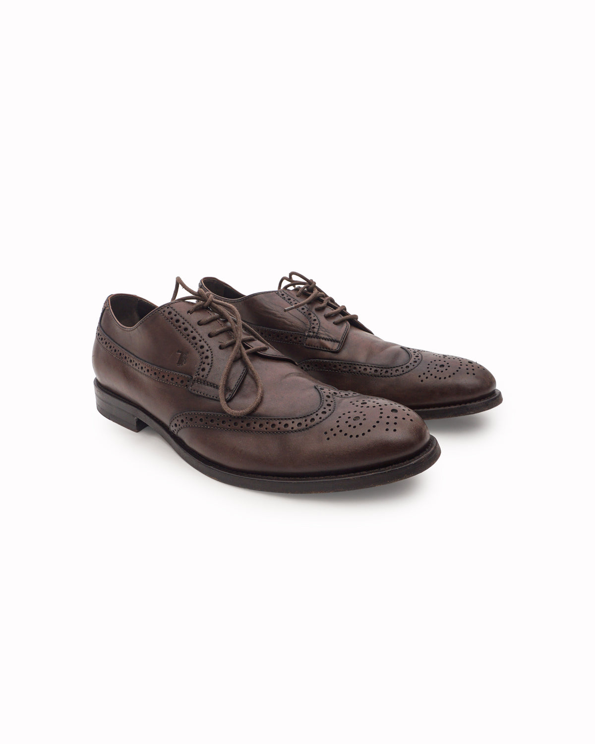 Tod's Brown Leather Wingtip Brogue Derby Shoes
