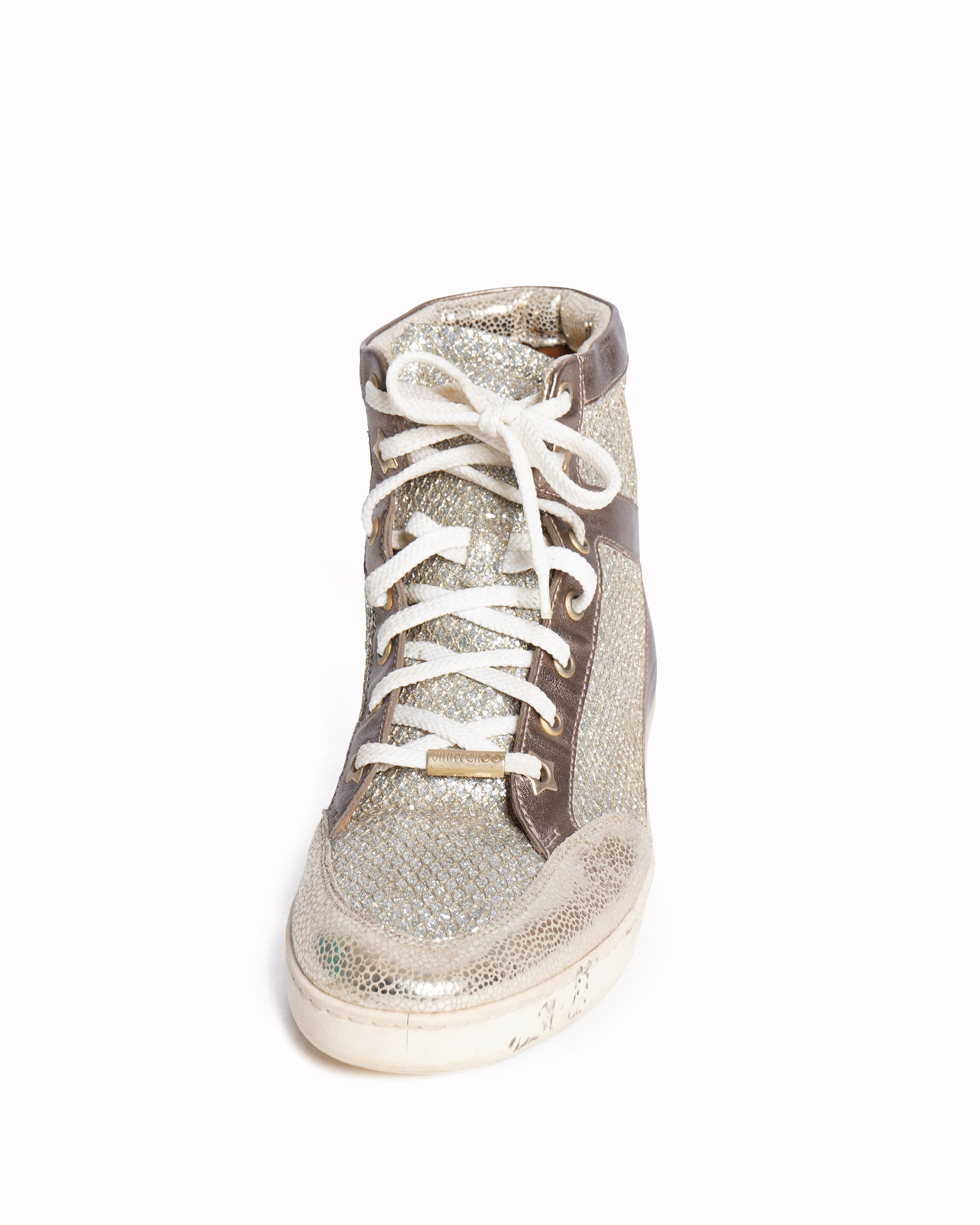 Jimmy choo tokyo high top glitter sneakers