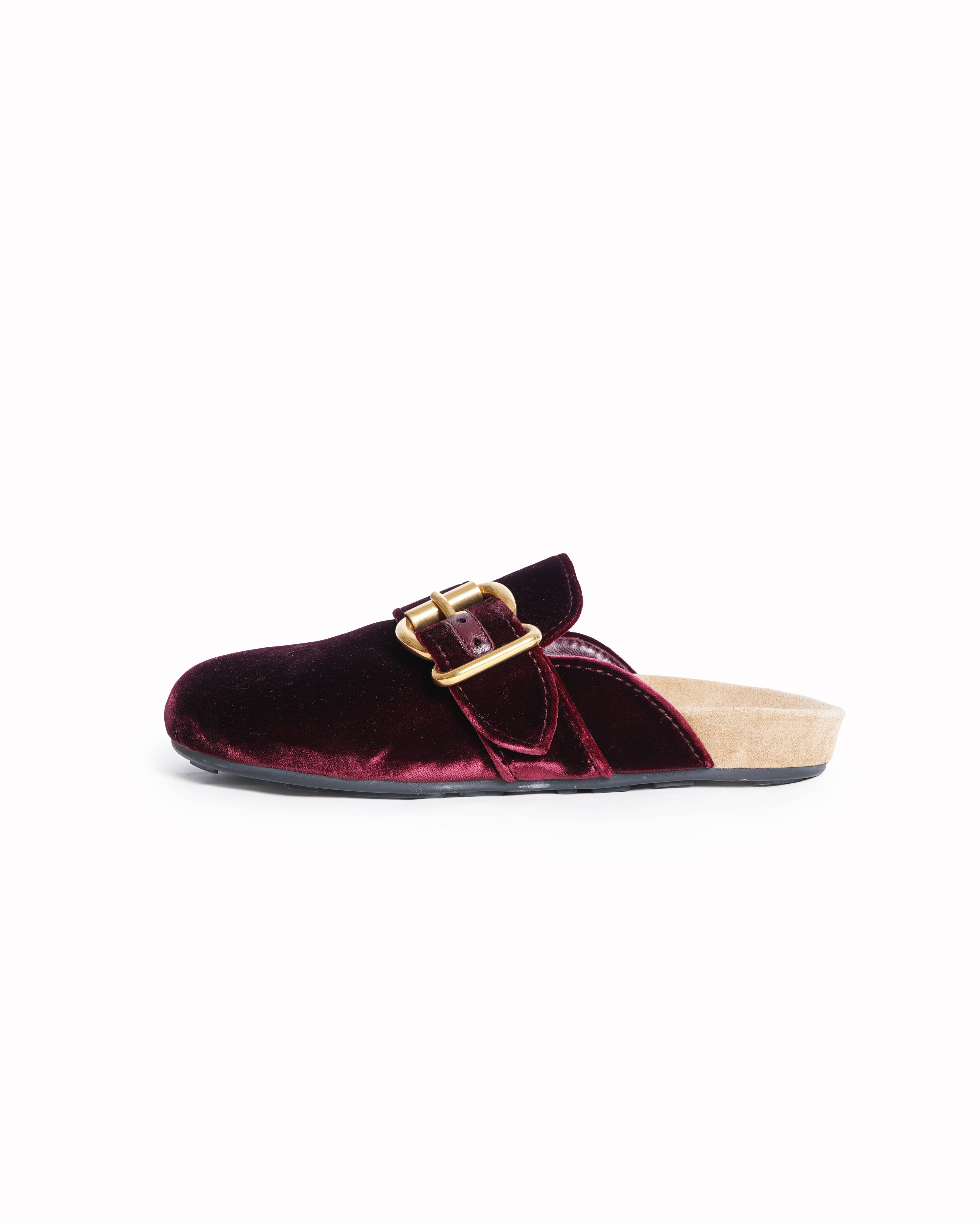 New Prada Burgundy Velvet Mules