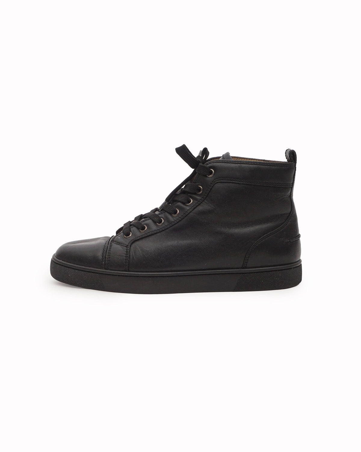 Christian Louboutin Louis Black Calf Leather High-Top Sneakers