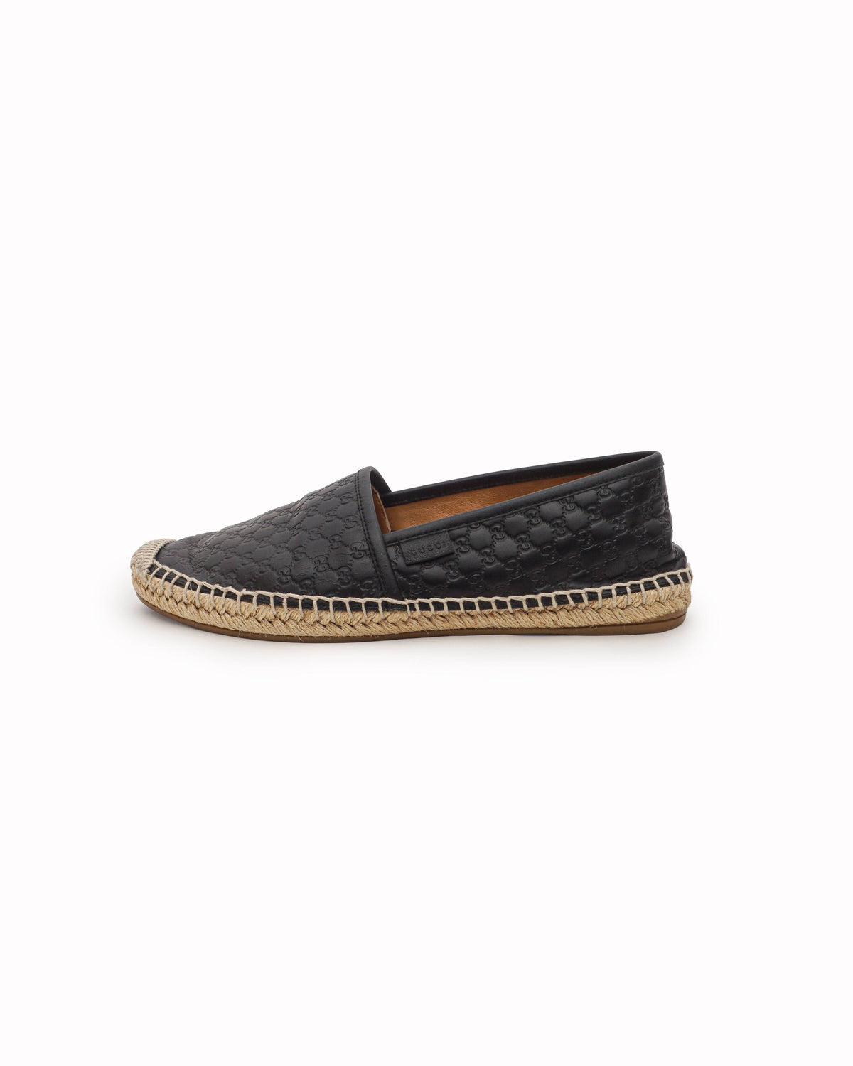 Gucci Black Leather Guccissima Monogram Espadrilles
