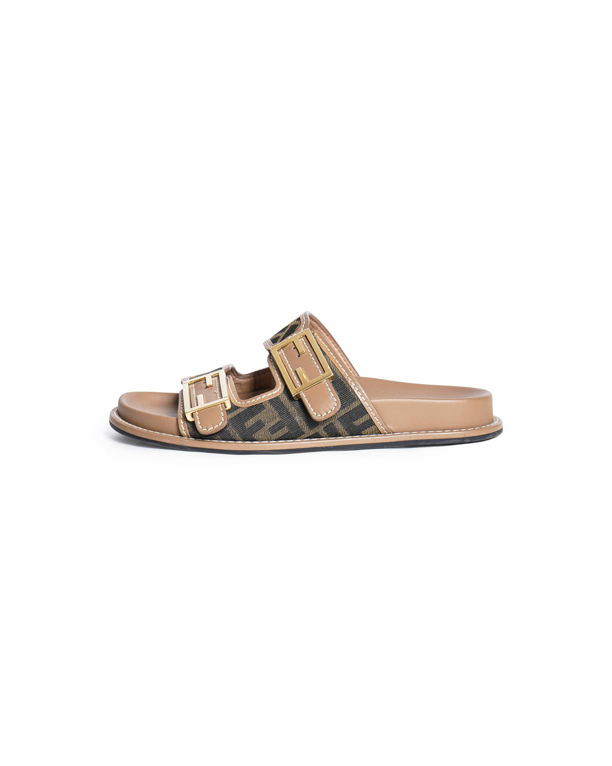 Fendi Feel Brown FF fabric slides