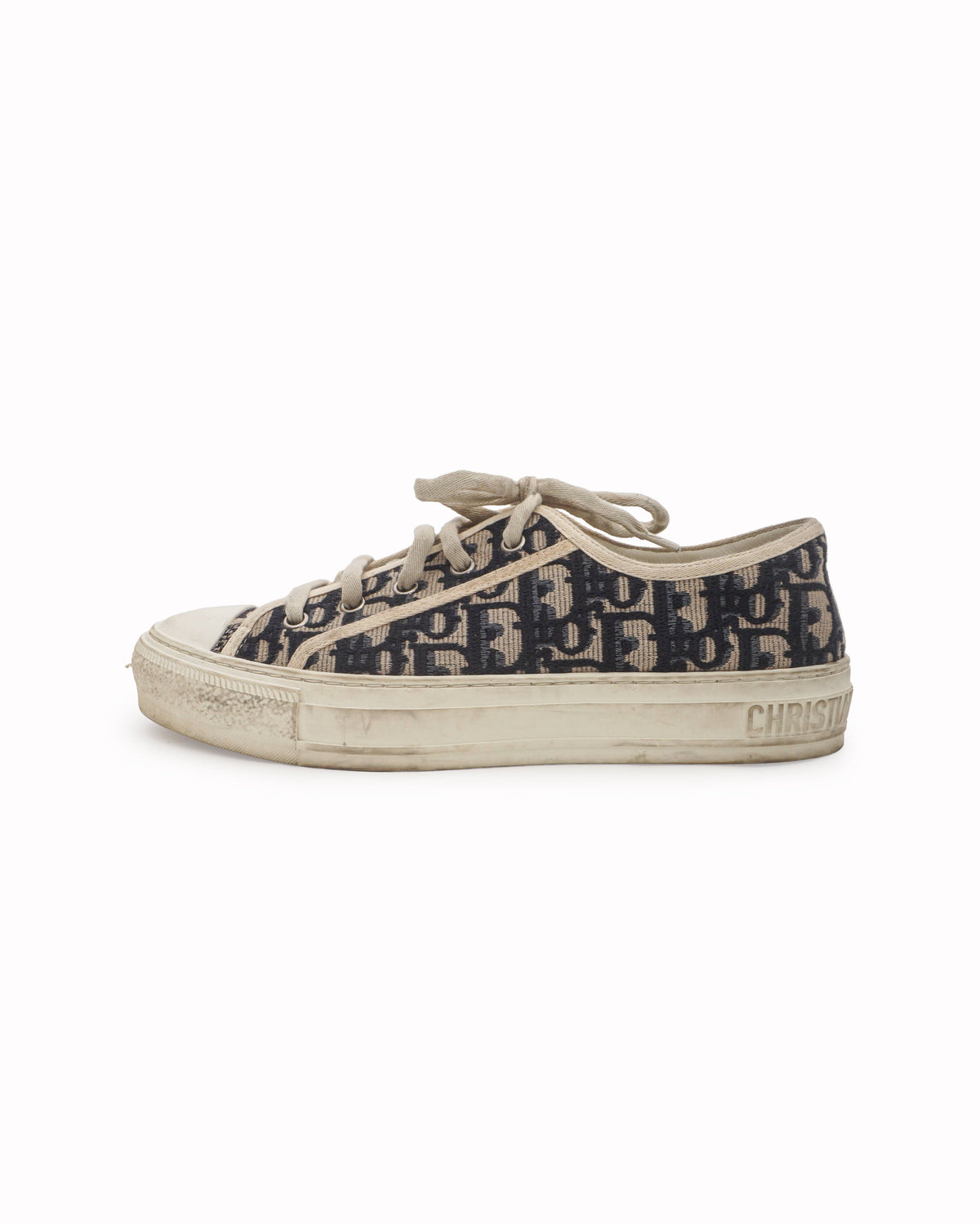 Dior Blue Embroidered Oblique Canvas Low-Top Sneakers