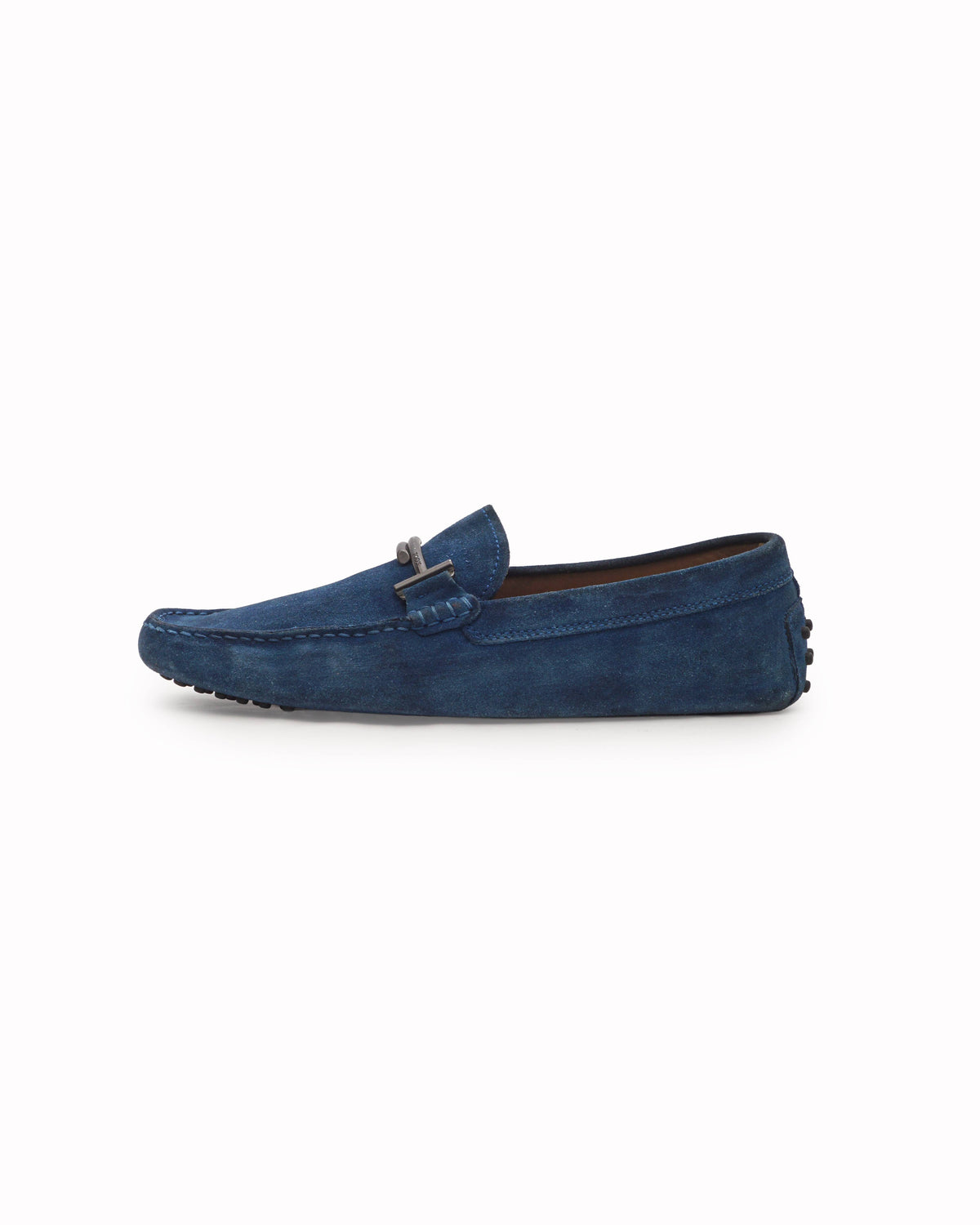 Tod's Blue Suede Double T Gommino Loafers