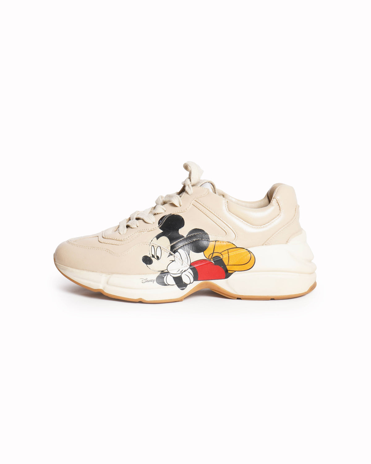 Gucci x Disney Mickey Mouse Rhyton Cream Leather Sneakers