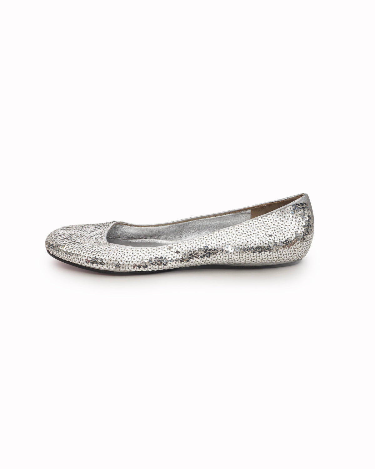 Bally Lumia Silver Sequined Leather Ballet Flats