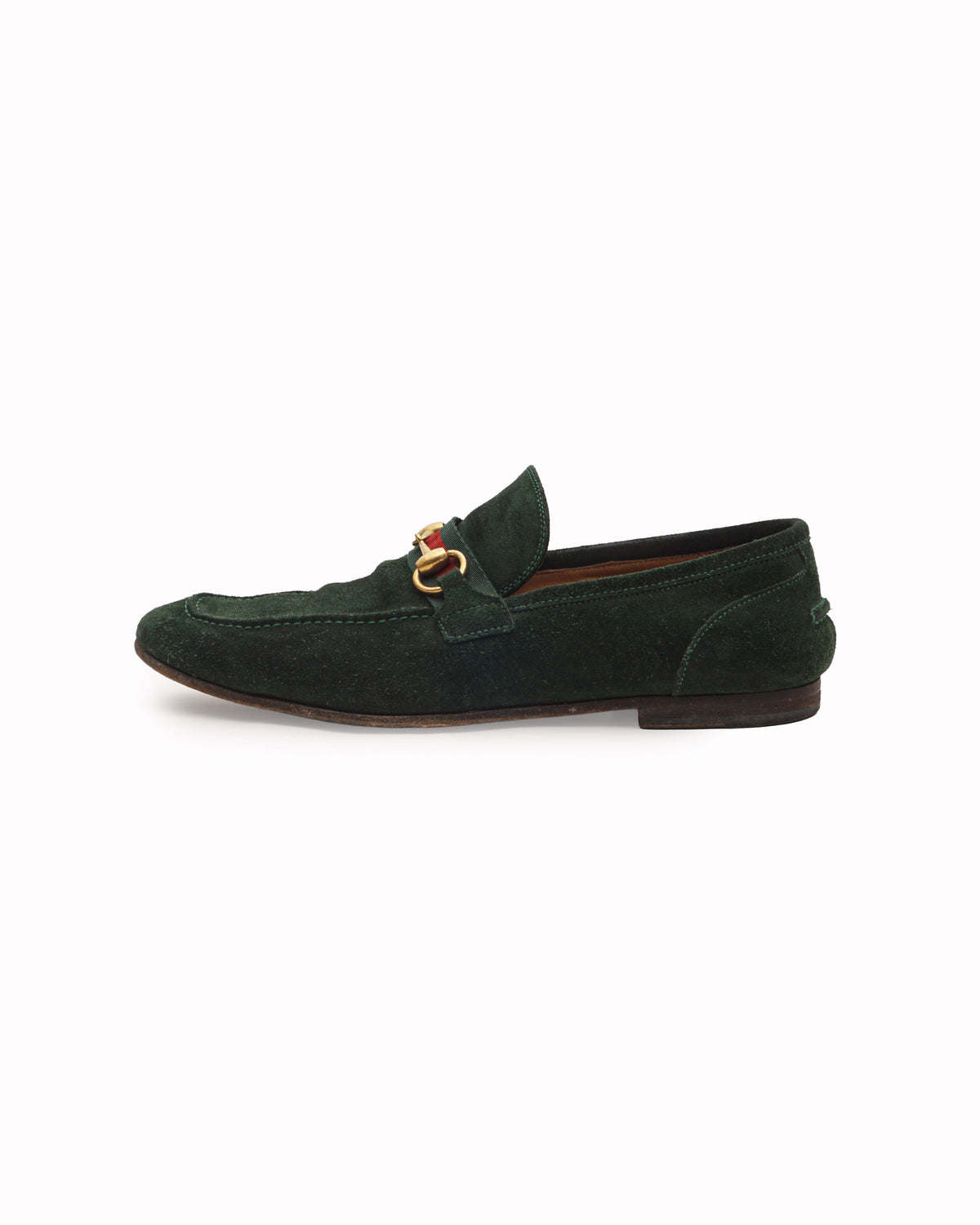 Gucci Green Suede Jordaan Horsebit Loafers