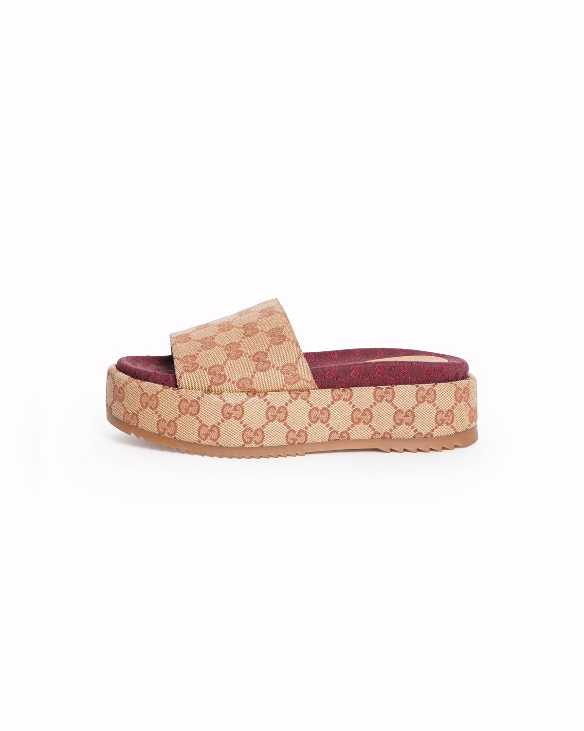 Gucci Canvas GG Monogram Angelina Platform Slide Sandals