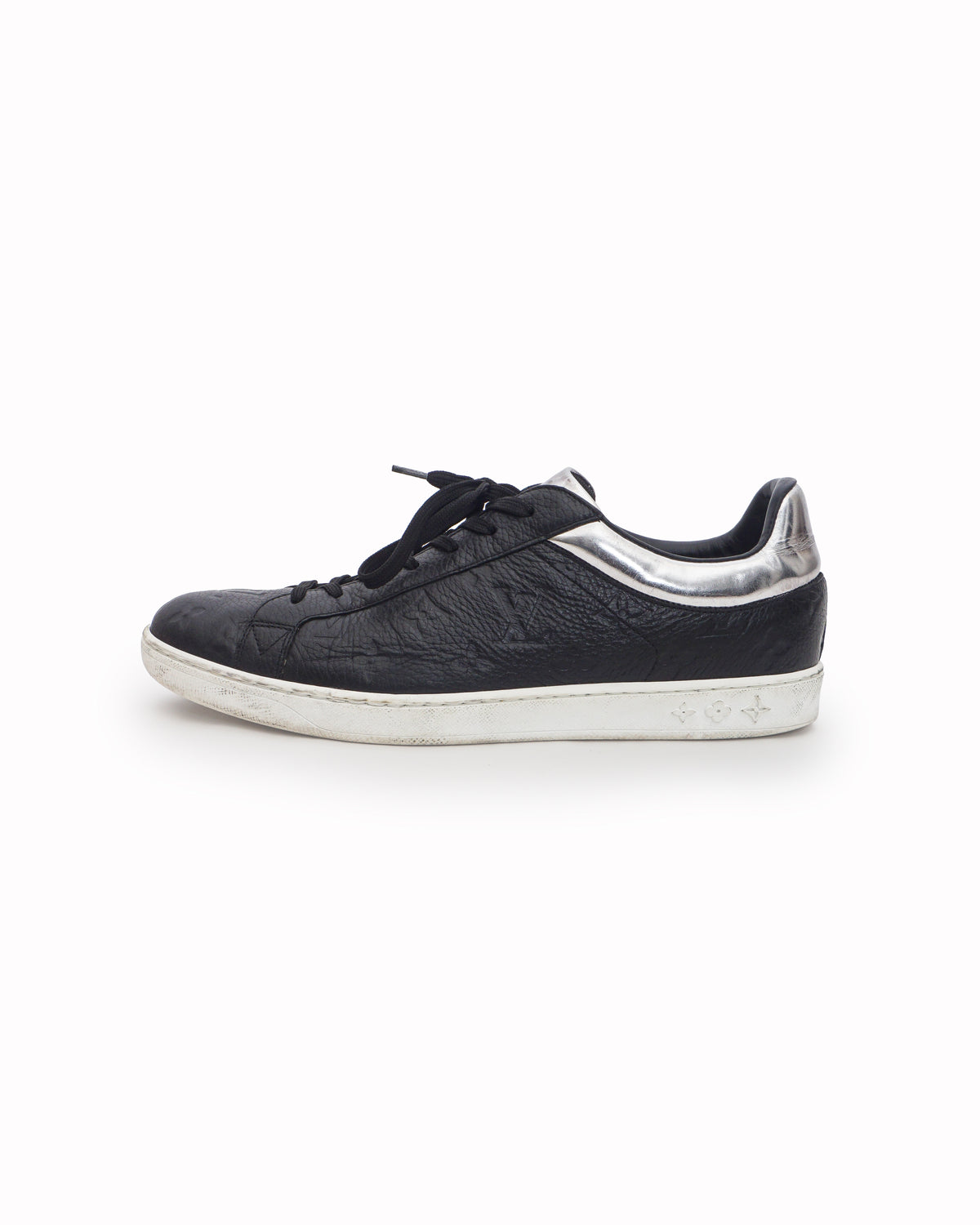 Louis Vuitton Black Embossed Monogram Leather Low-Top Sneakers