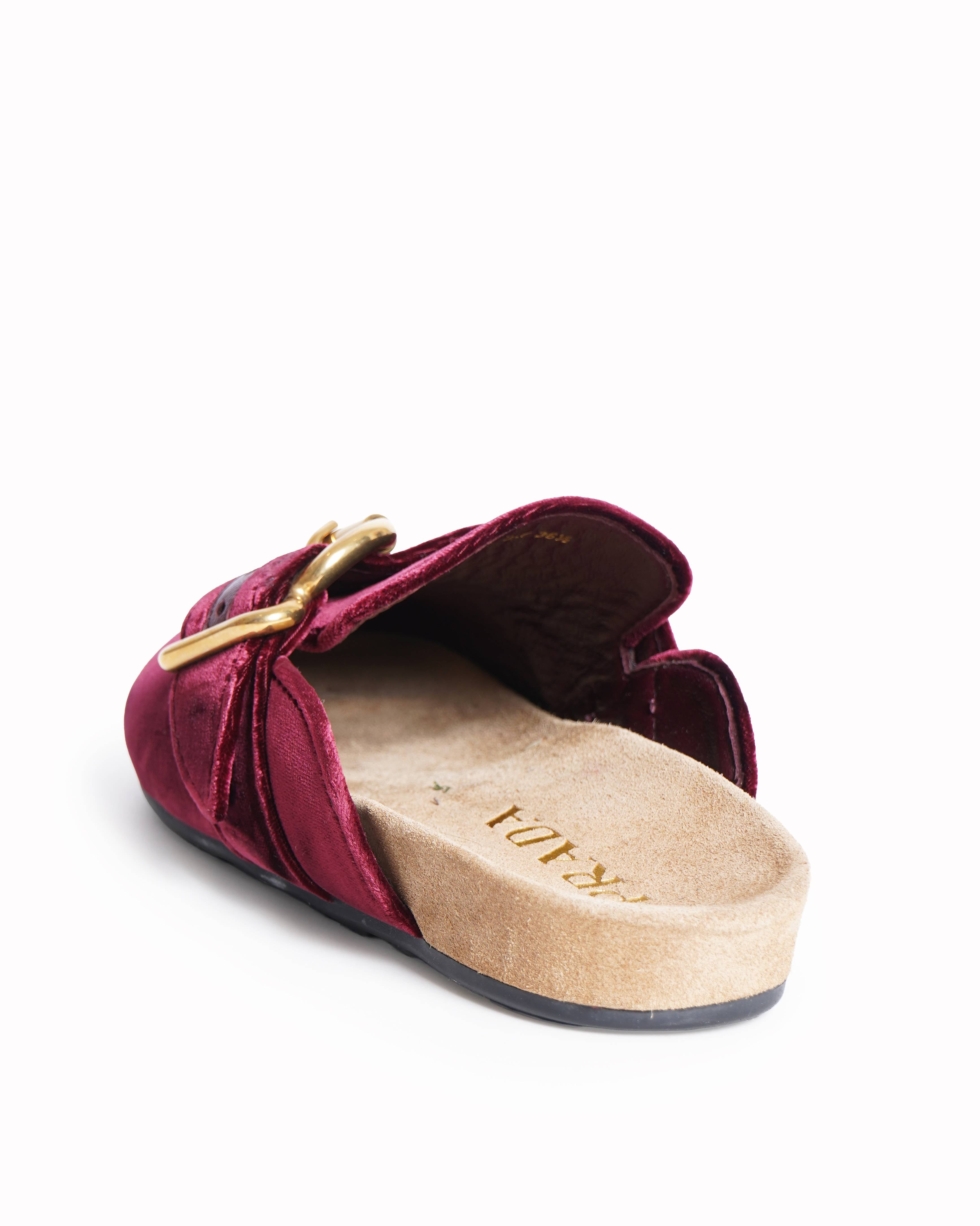 New Prada Burgundy Velvet Mules