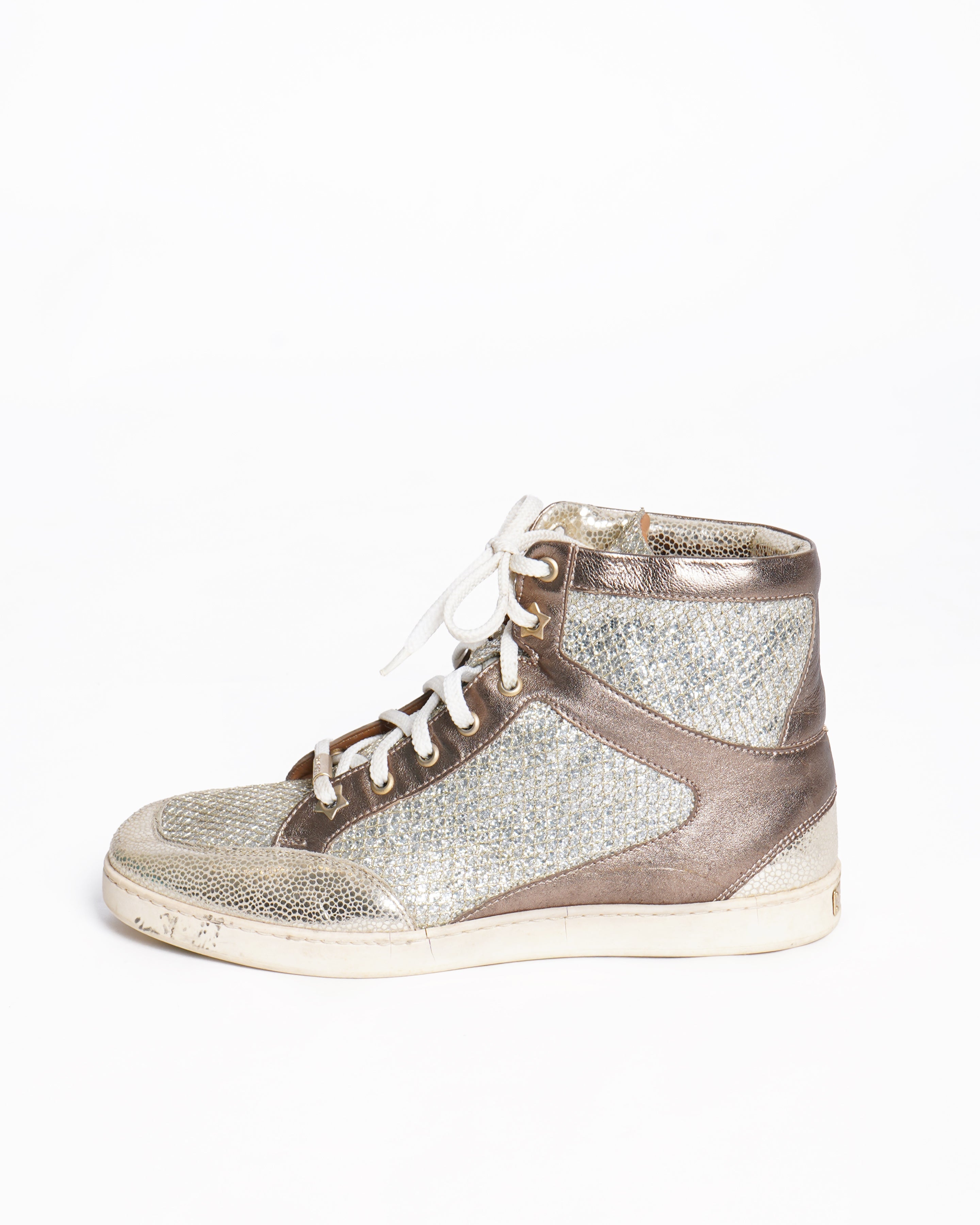 Jimmy choo tokyo high top glitter sneakers