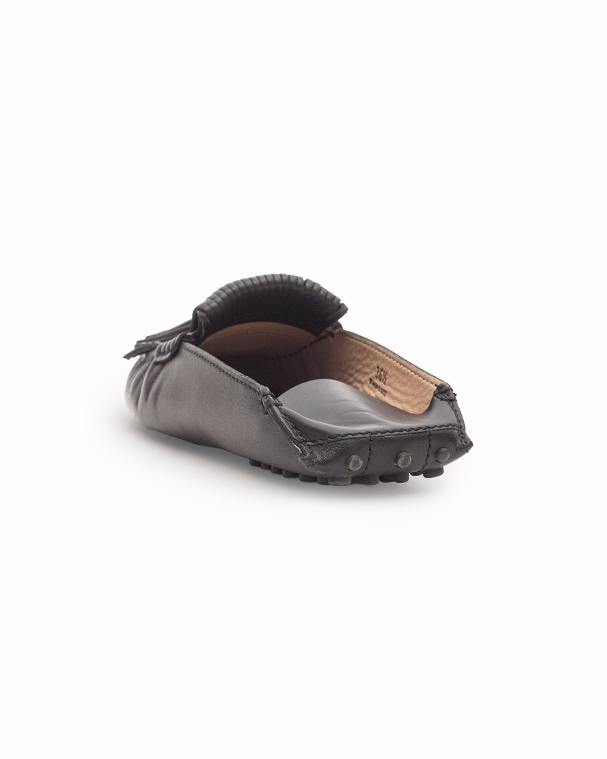 Tod’s Black Leather Fringe Tassel Brass Logo Gommino Loafers