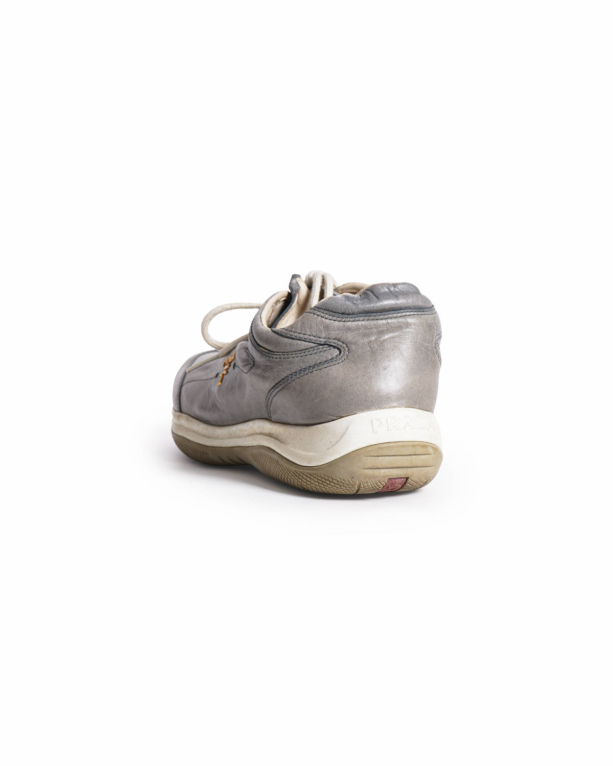 Prada Sport Grey Leather Lace Up Sneakers