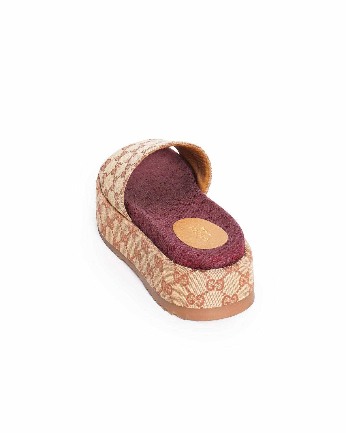 Gucci Canvas GG Monogram Angelina Platform Slide Sandals