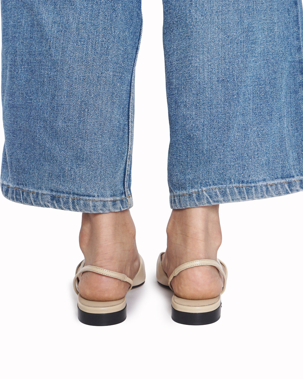 Chanel Beige & Black Goatskin Slingback Ballet Flats