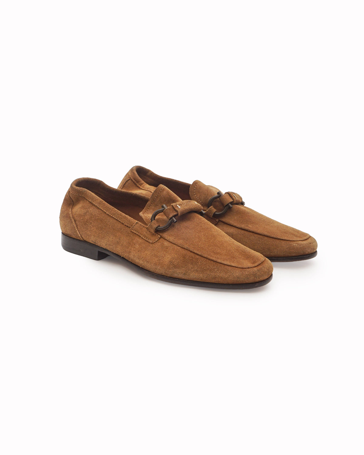 Salvatore Ferragamo Tan Suede Gancini Driving Loafers