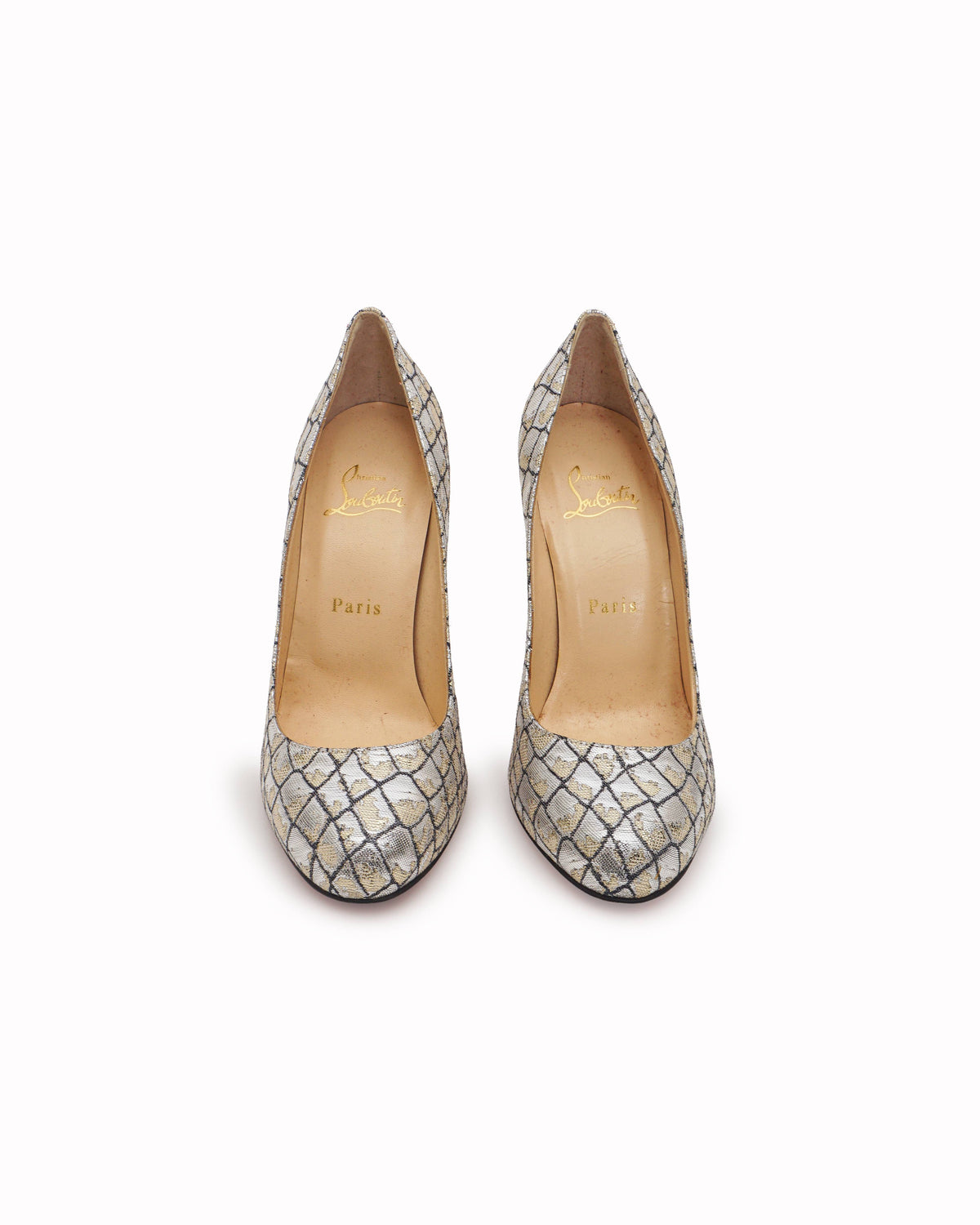 Christian Louboutin Metallic Silver Lurex Round Toe Pumps