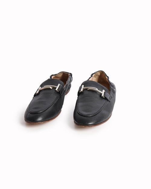 Tod's black leather loafers