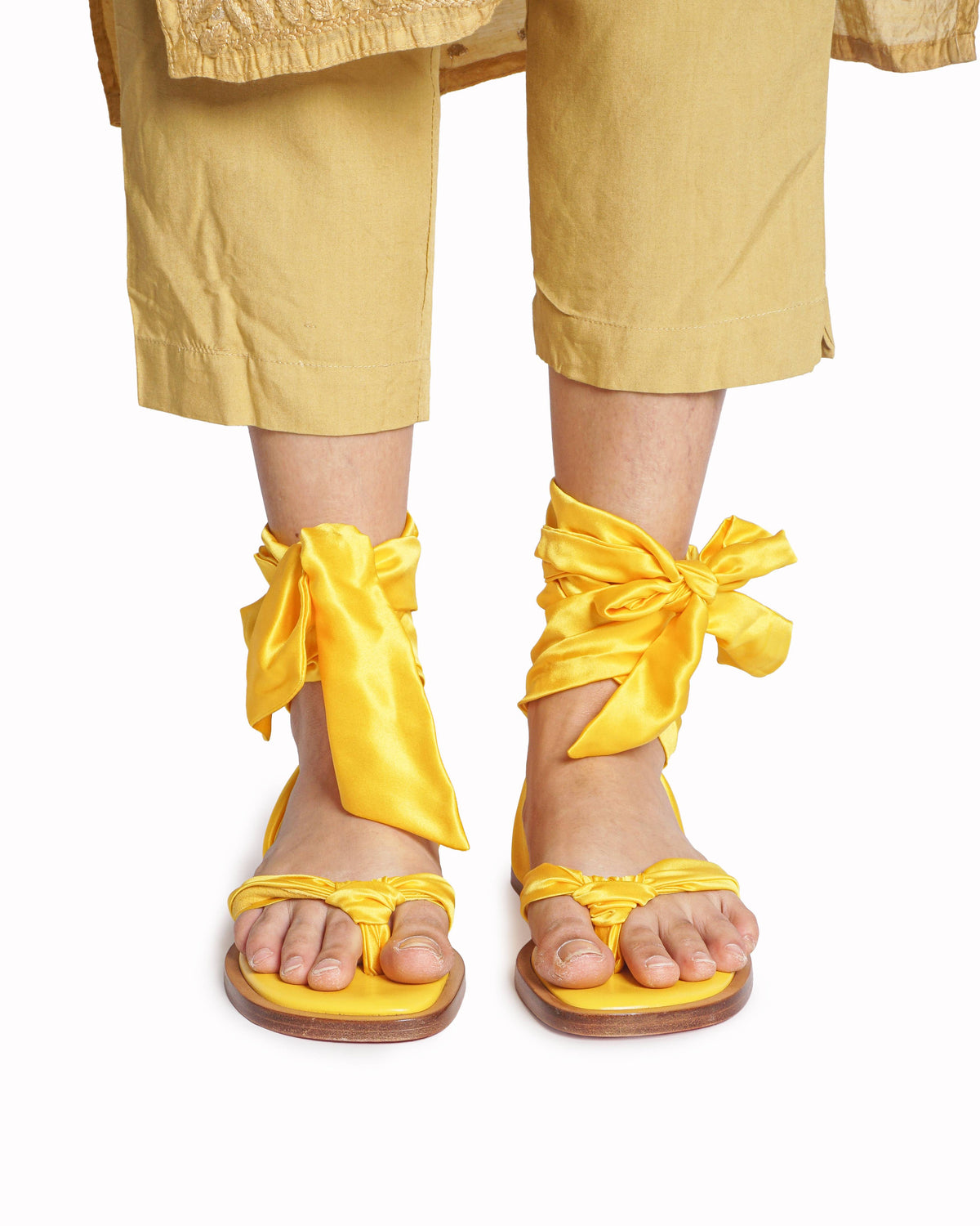 Christian Louboutin Yellow Nilo Du Désert Satin Sandals