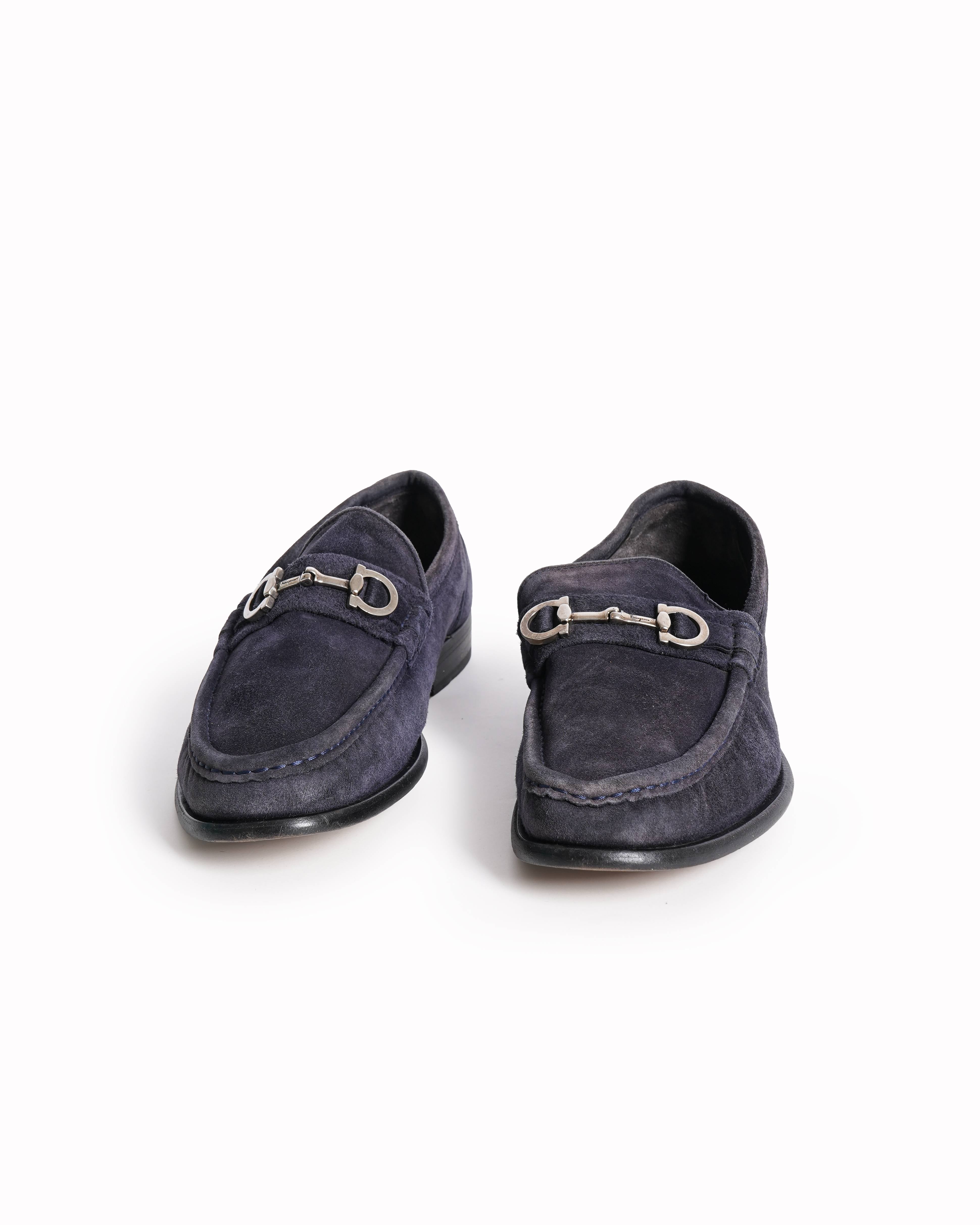Salvatore Ferragamo Blue Suede Parigi Loafers