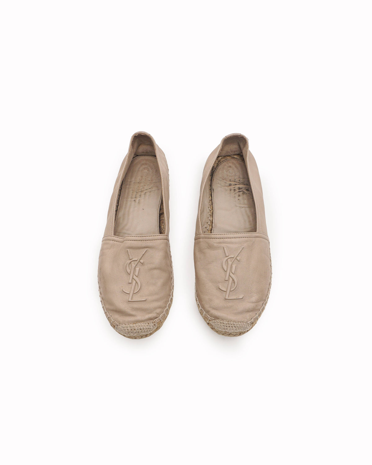 Saint Laurent Light Beige Monogram Leather Espadrilles