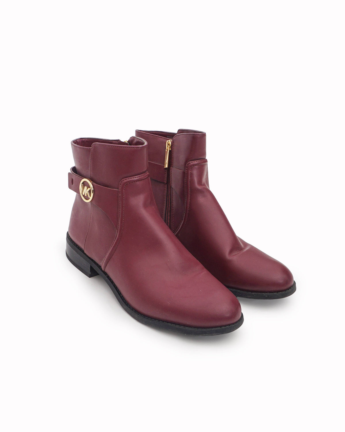 Michael Kors Wine Red Leather Carmen Ankle Boots