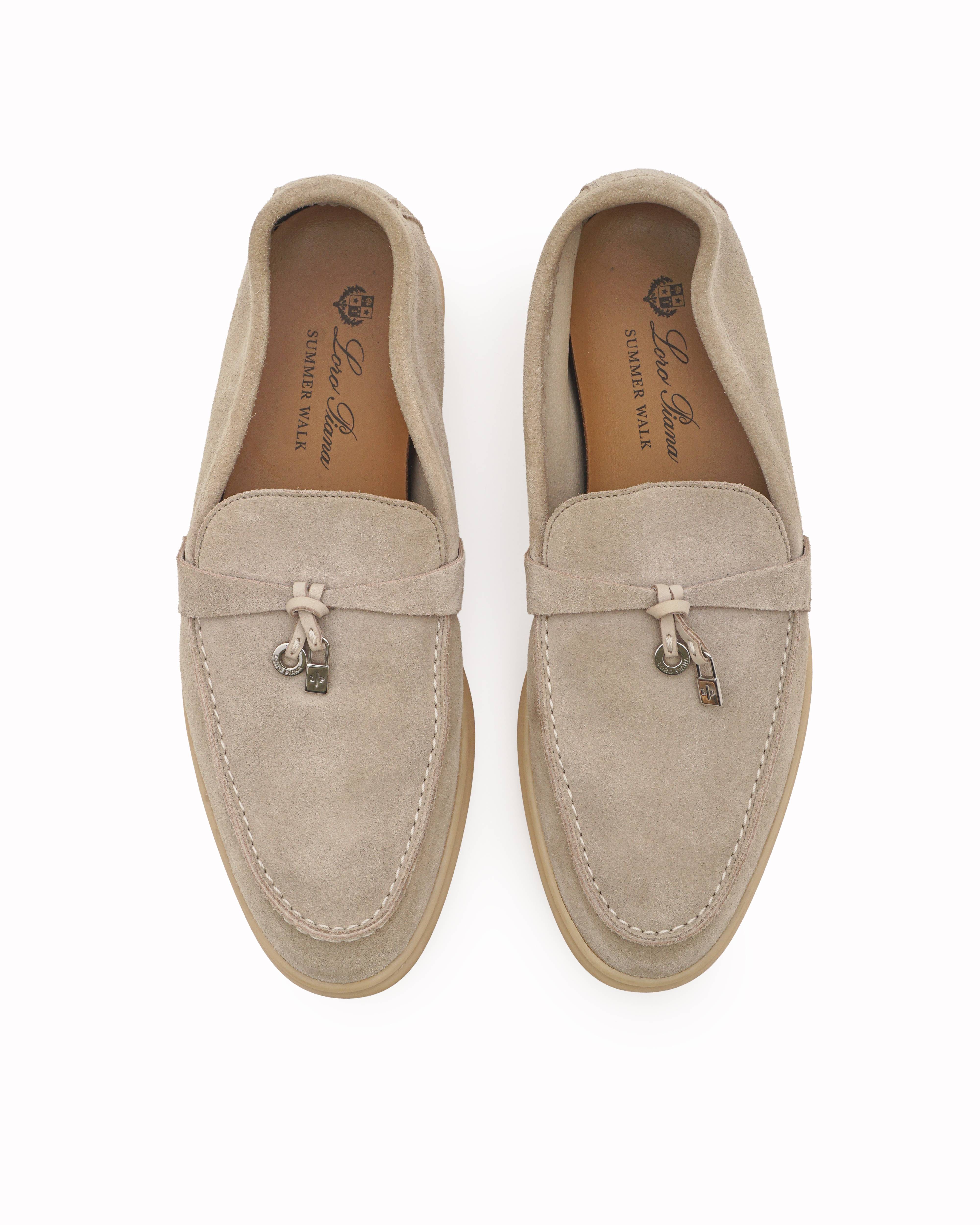 Loro Piana Sandstone Suede Summer Charms Walk Loafers