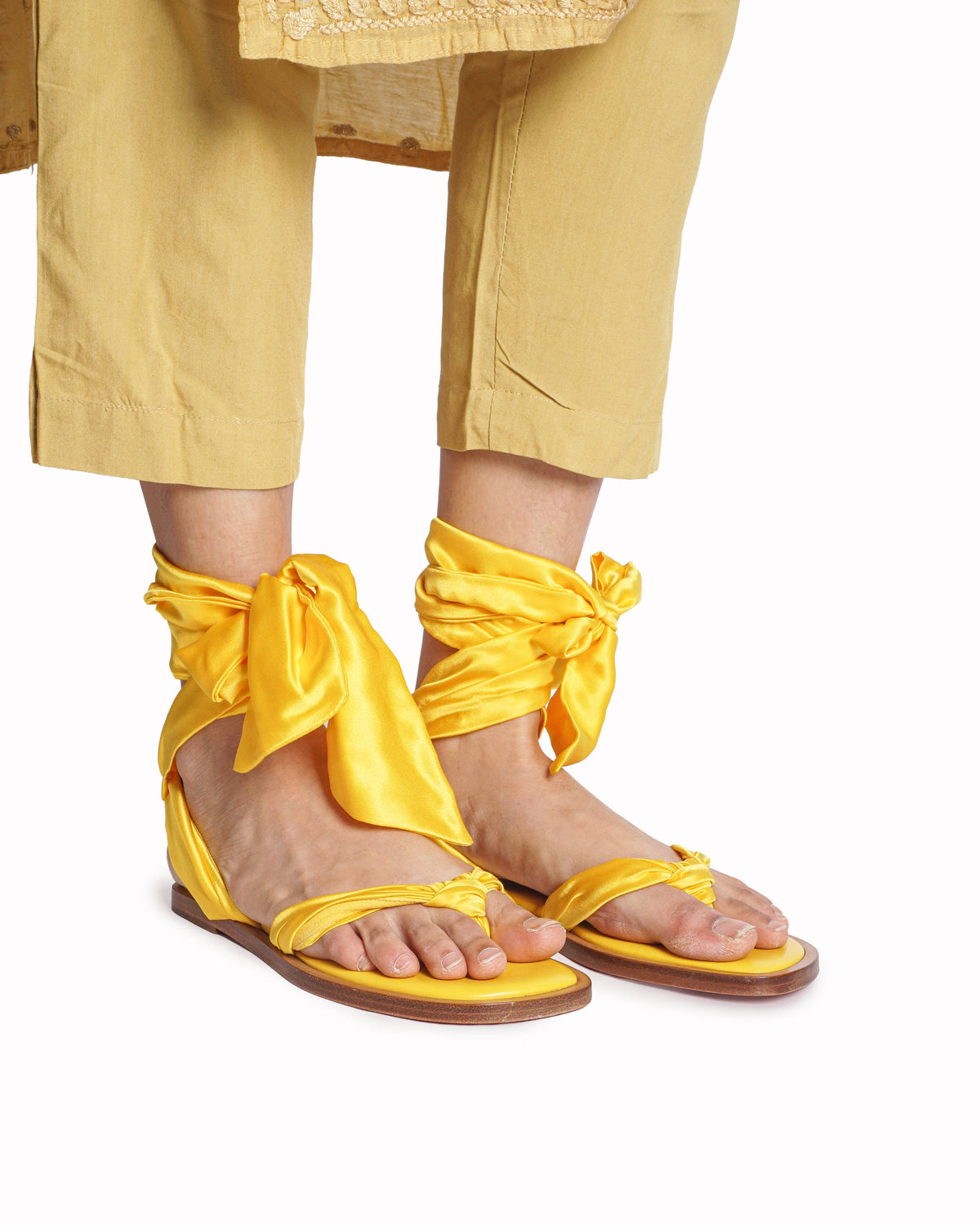 Christian Louboutin Yellow Nilo Du Désert Satin Sandals