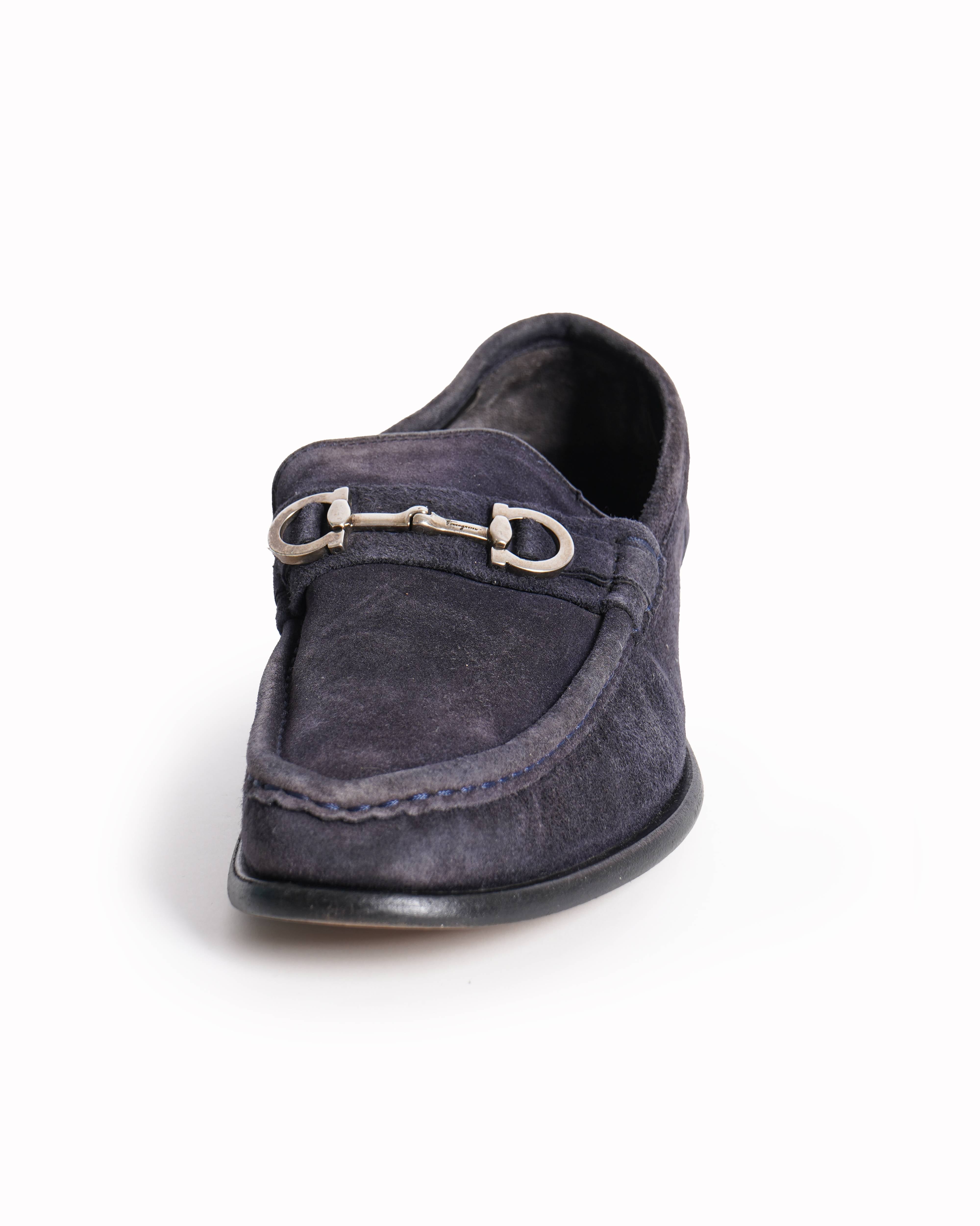 Salvatore Ferragamo Blue Suede Parigi Loafers