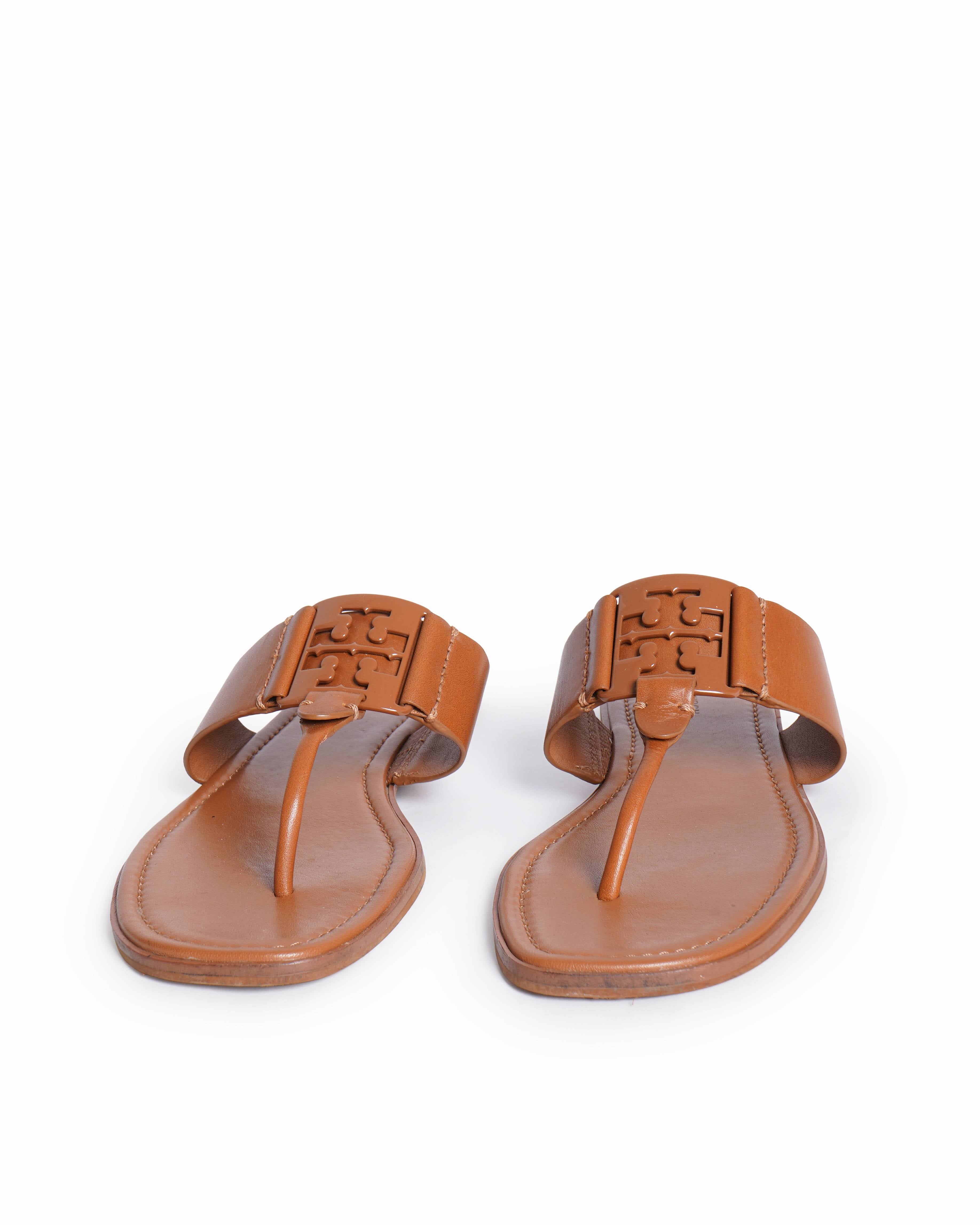 Tory Burch Thick Strap Flats In Brown