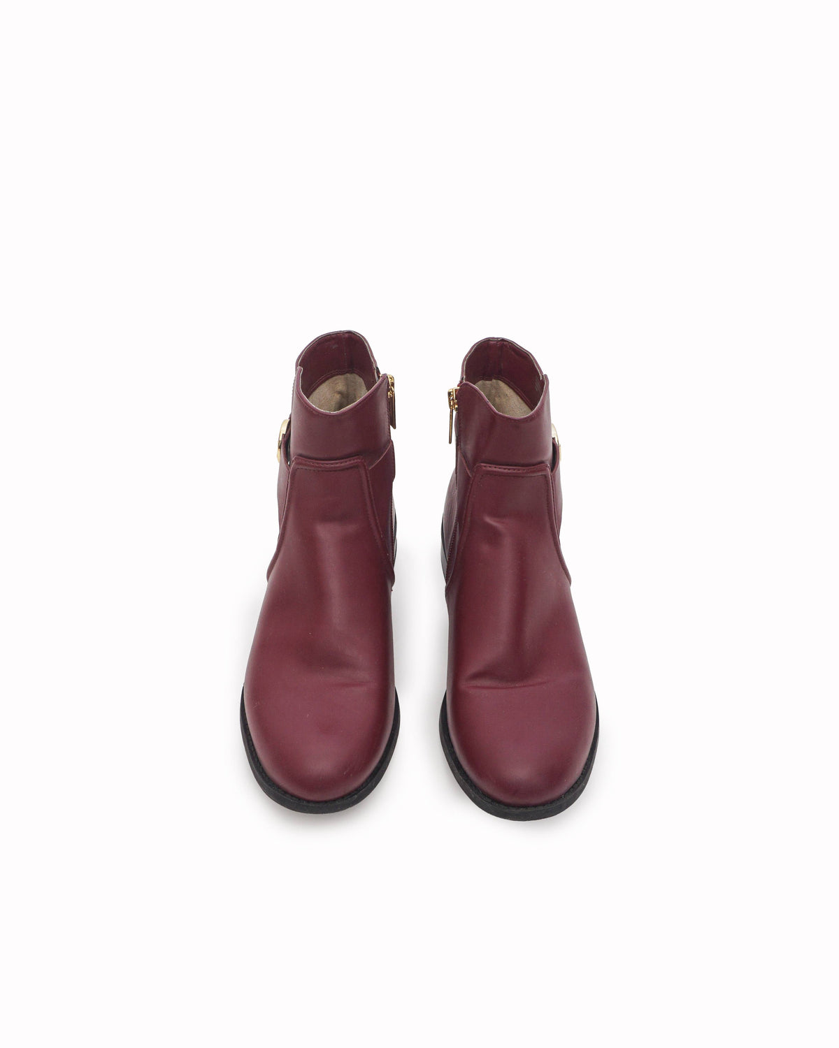 Michael Kors Wine Red Leather Carmen Ankle Boots