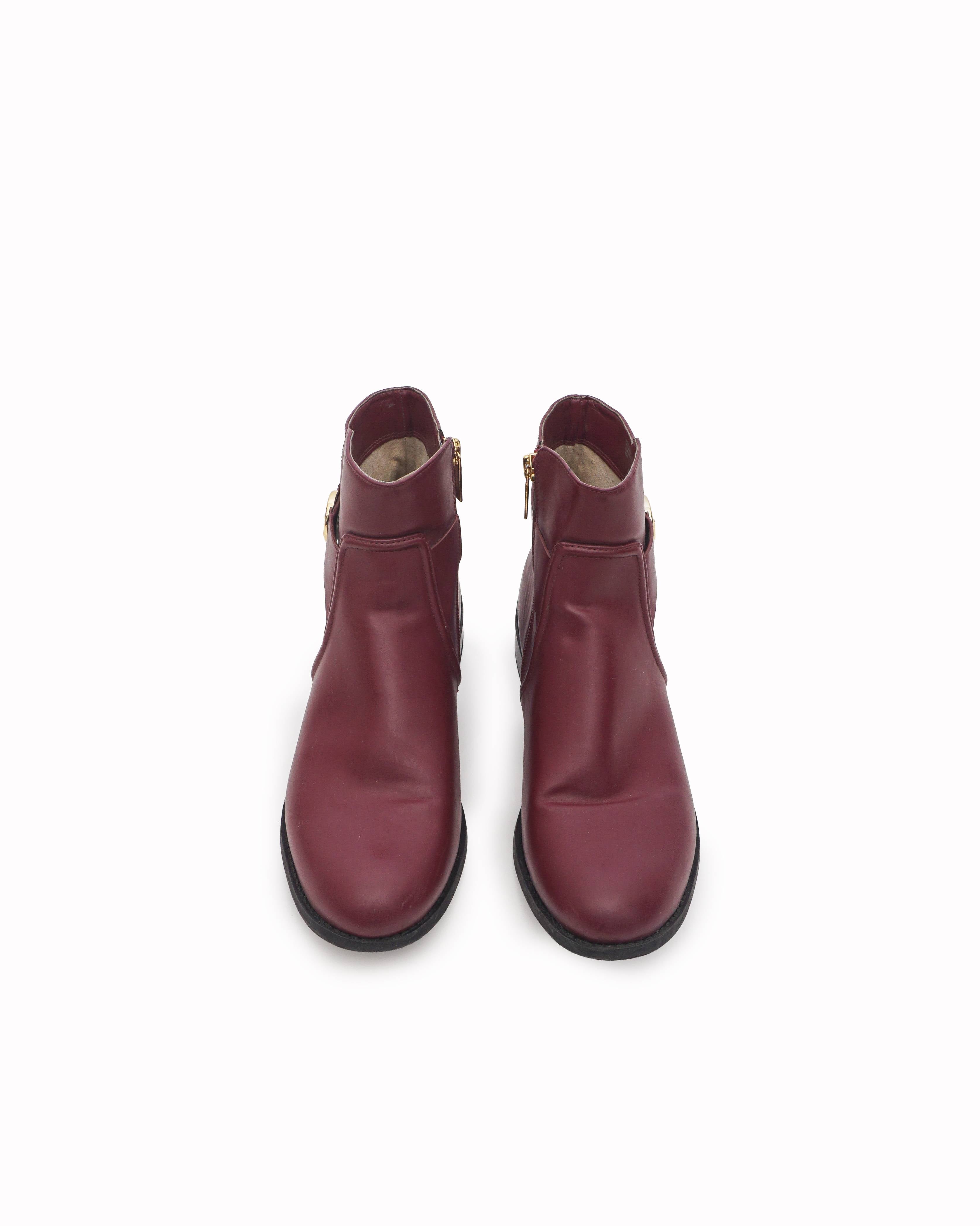 Michael Kors Wine Red Leather Carmen Ankle Boots