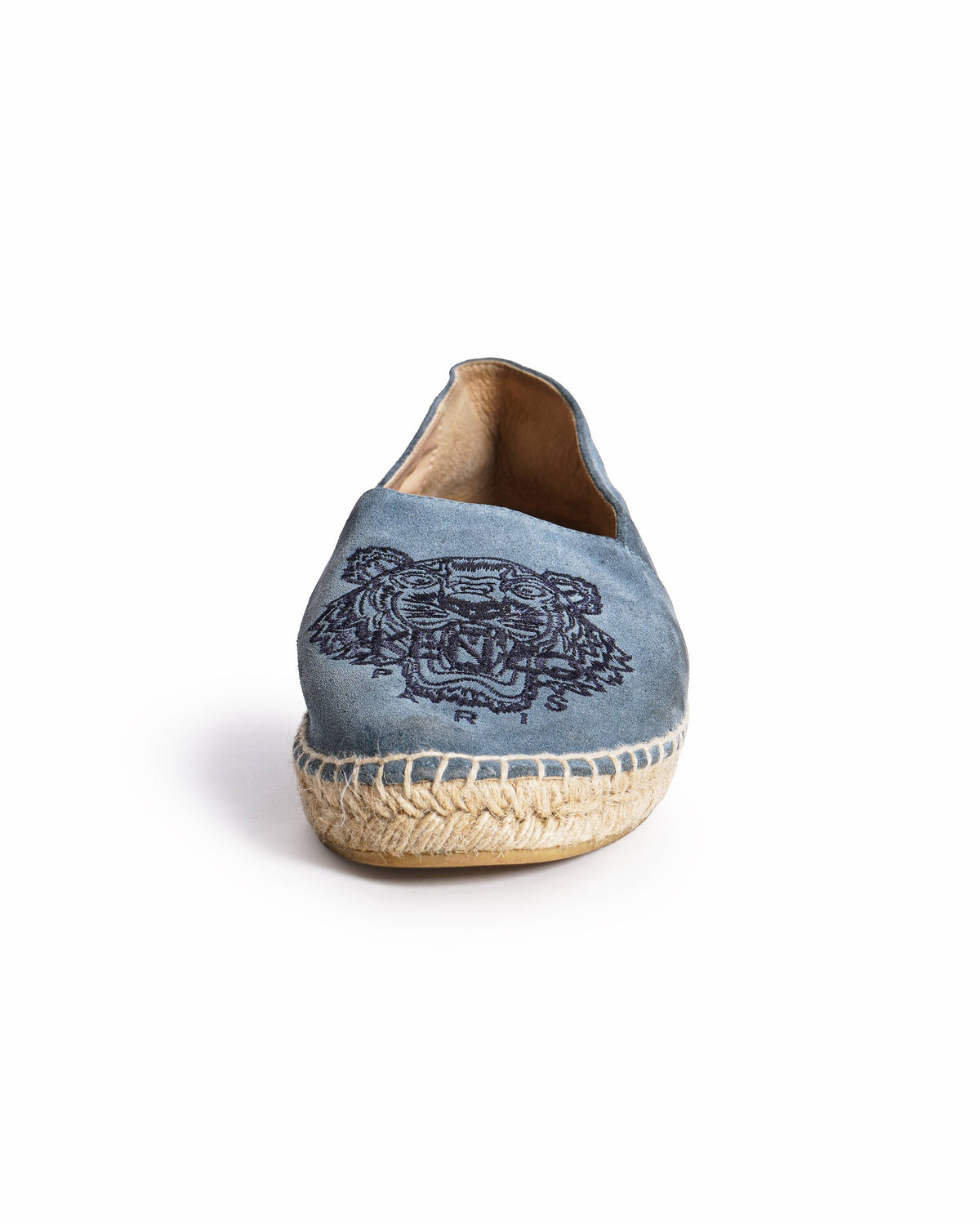 Kenzo Women's Light Blue Suede Tiger Head Embroidered Espadrilles