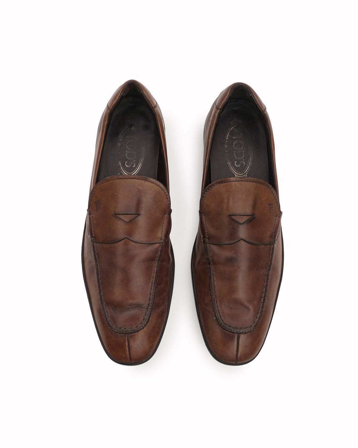 Tod's Brown Calfskin Leather Penny Loafers