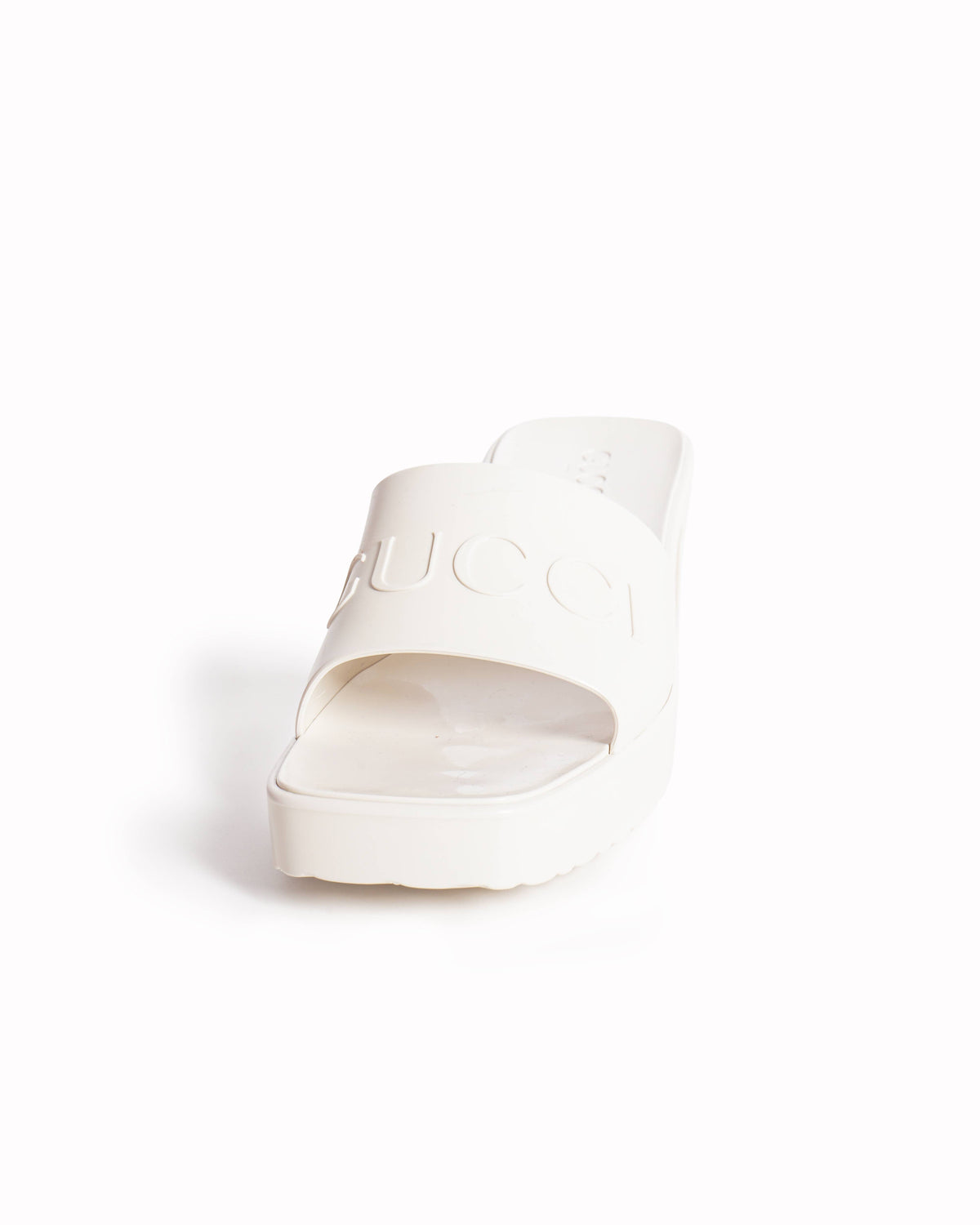 New Gucci Rubber Block Heels In White