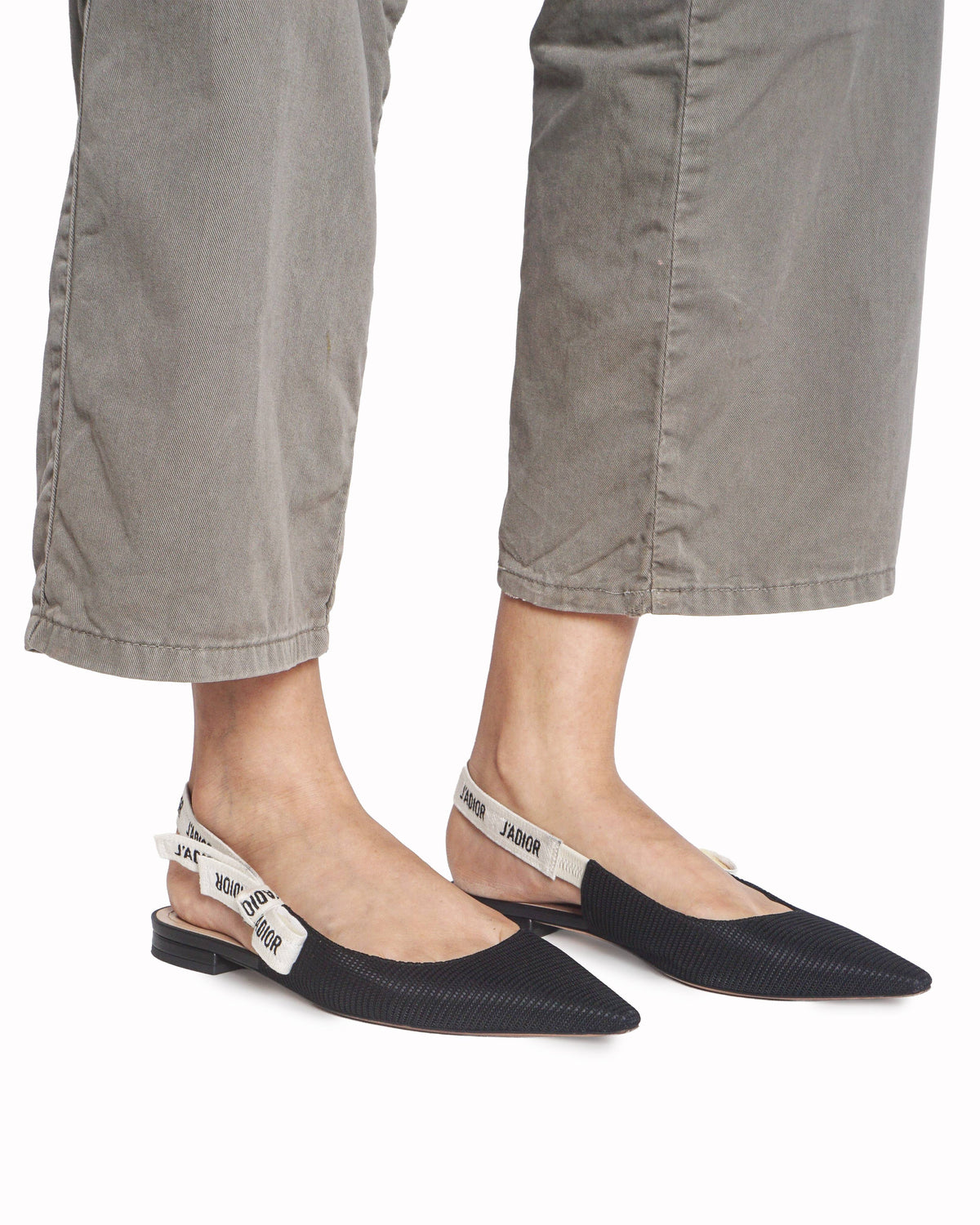 Dior Black Technical Fabric J'Adior Slingback Flats