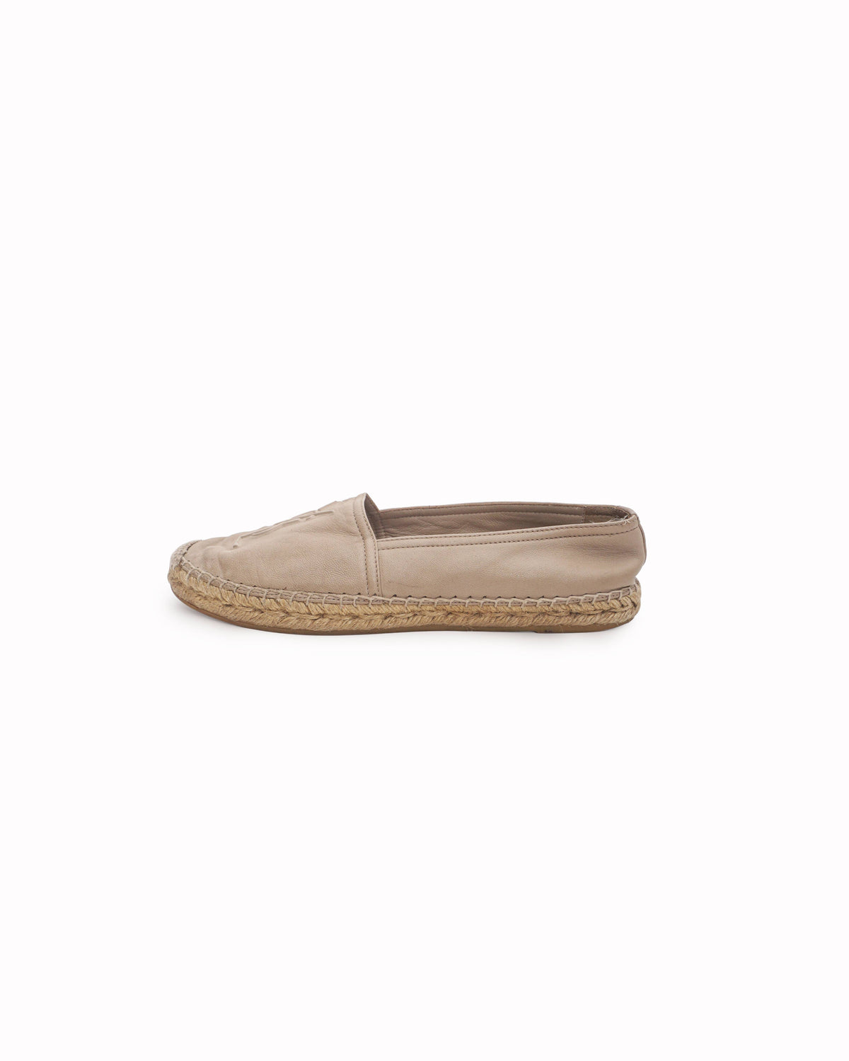 Saint Laurent Light Beige Monogram Leather Espadrilles