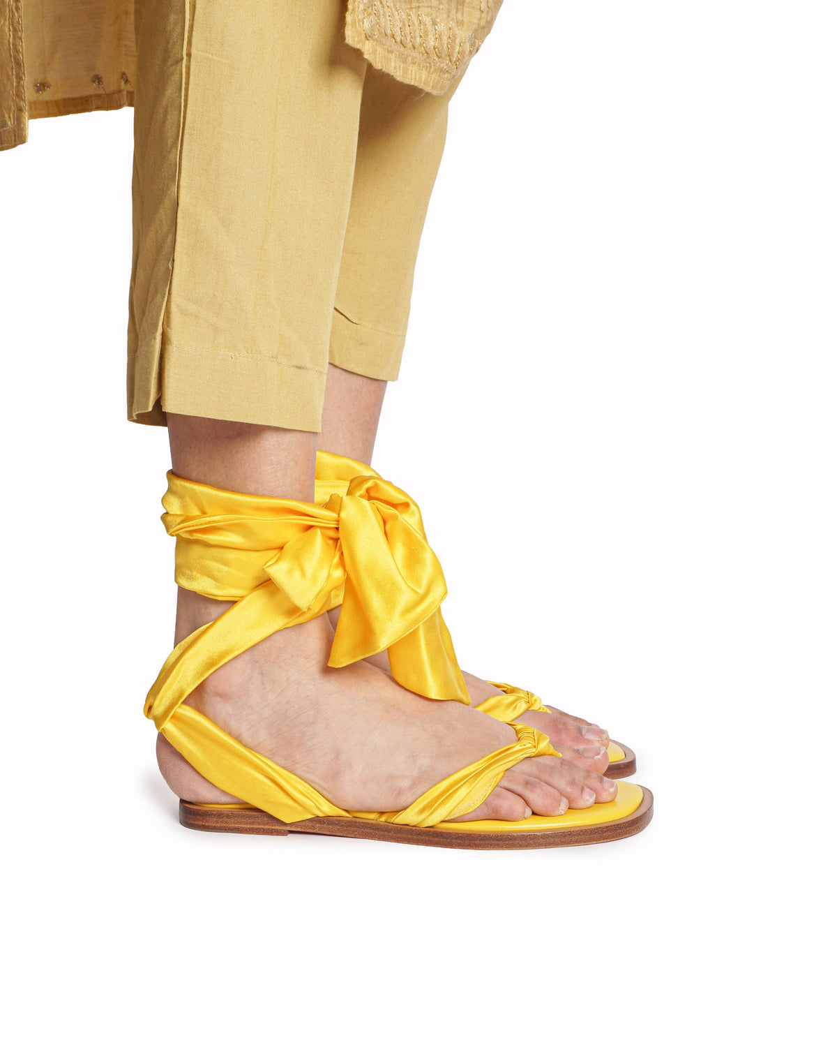 Christian Louboutin Yellow Nilo Du Désert Satin Sandals
