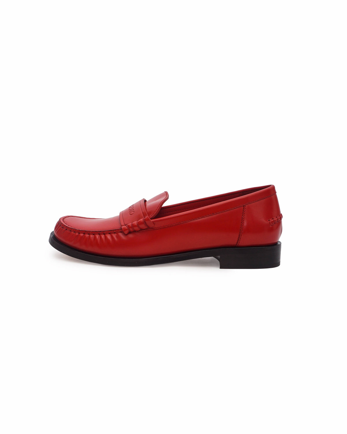 Salvatore Ferragamo Red Logo-Embossed Leather Loafers