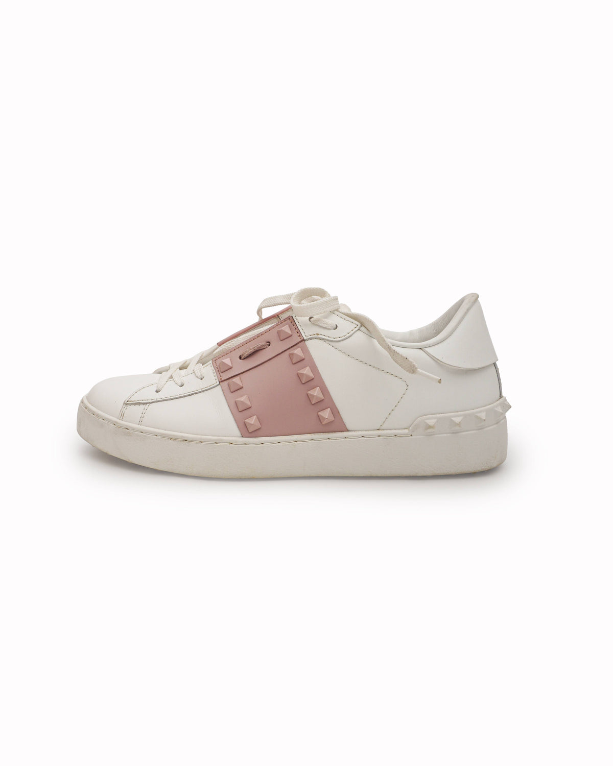 Valentino Garavani Rockstud Untitled Pink White Leather Sneakers