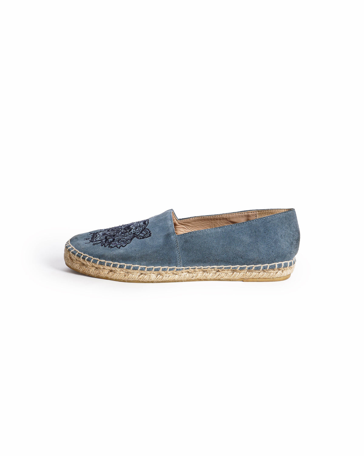 Kenzo Women's Light Blue Suede Tiger Head Embroidered Espadrilles