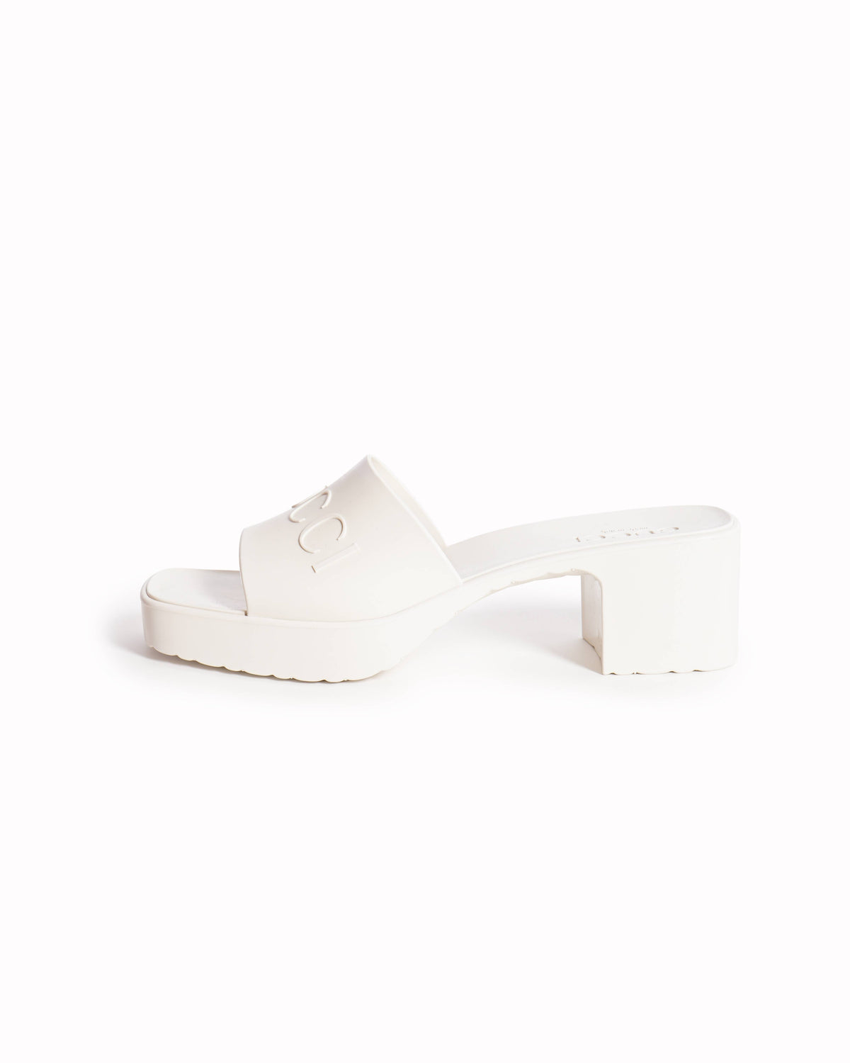 New Gucci Rubber Block Heels In White